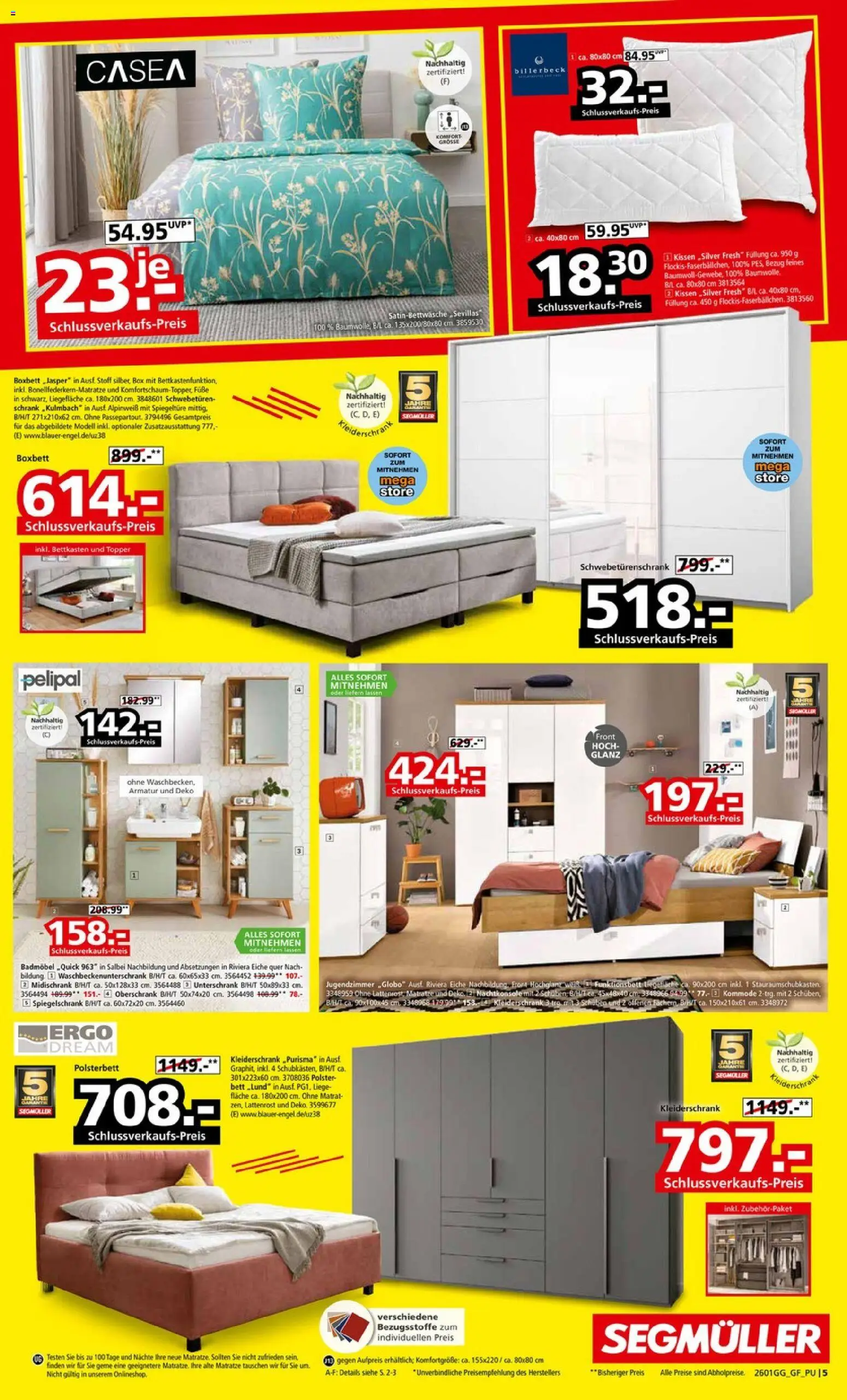 Segmüller Grösster WSW Aller Zeiten – gültig ab 10.01.2026 | Seite: 5 | Produkte: Matratze, Schwebetürenschrank, Polsterbett, Topper