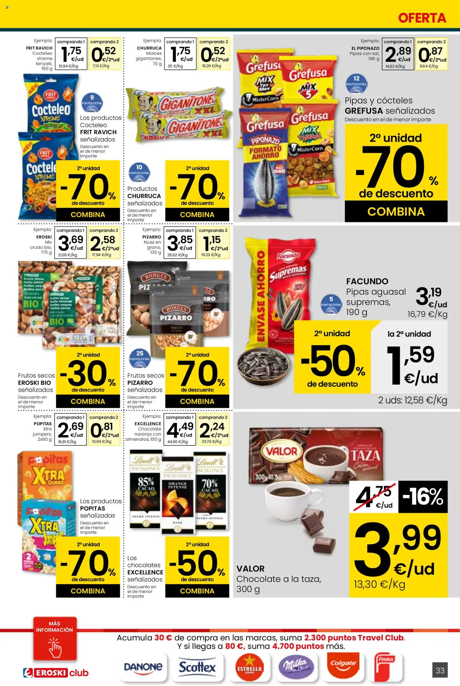 Eroski - Quieres ahorrar conmigo │ válido desde el 26.03.2026 | Página: 33 | Productos: Chocolate, Κεραία, Frutos secos, Φρυγανιές σικάλεως