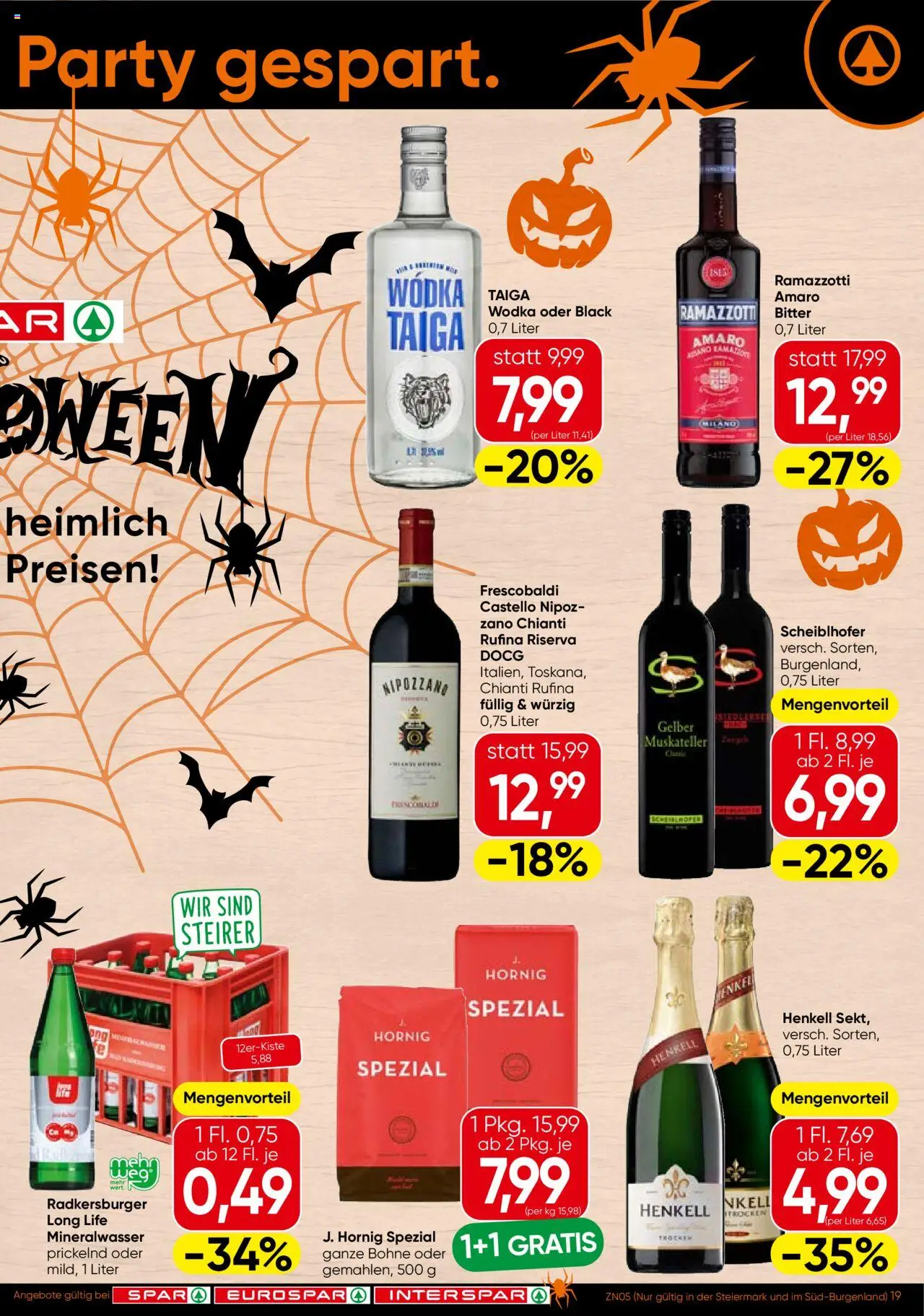 Spar Flugblatt - Steiermark gültig ab 09.10.2025 | Seite: 19 | Produkte: Wodka