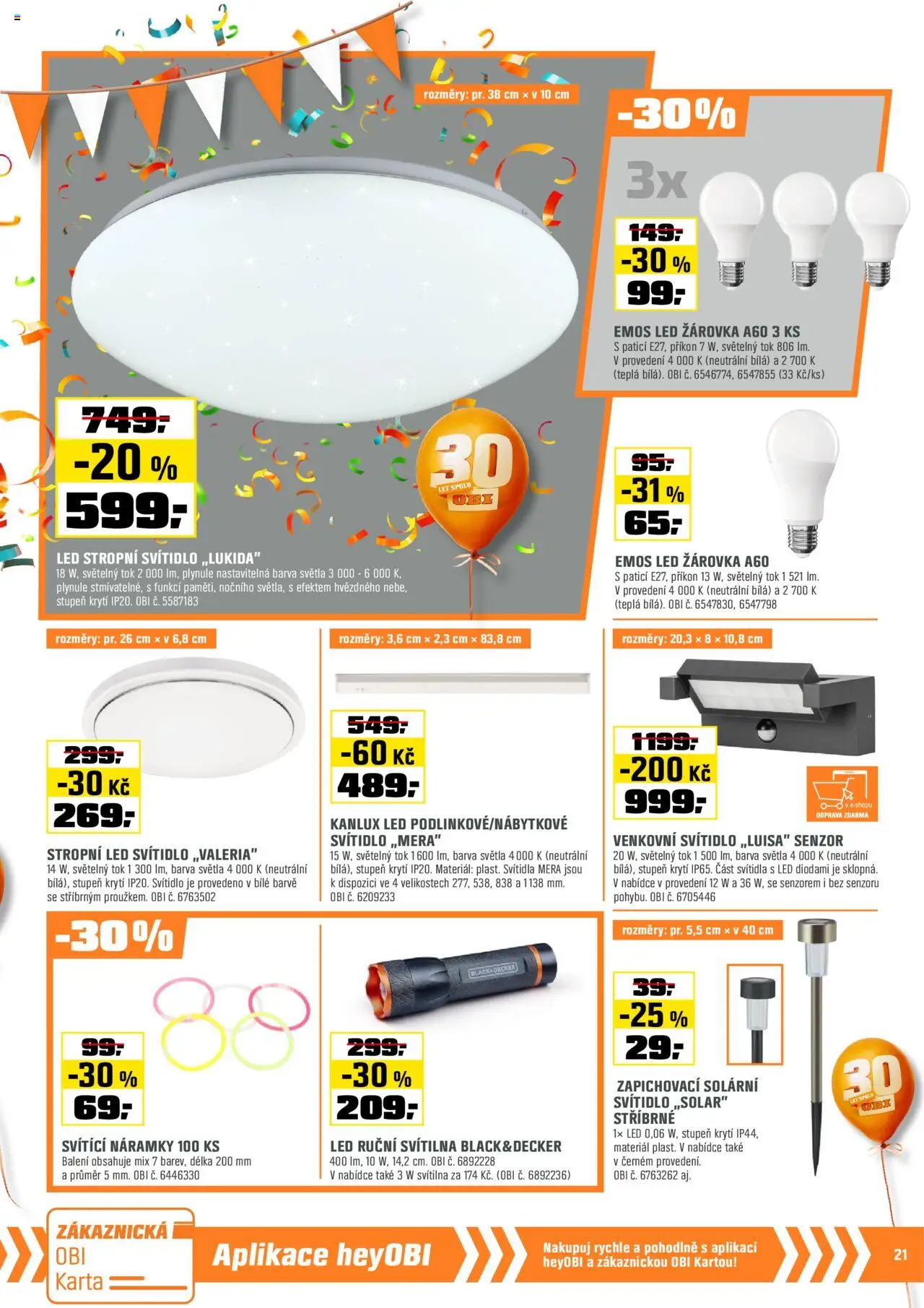 OBI leták od 01.06.2025 | Strana: 21 | Produkty: LED stropní svítidlo, LED, Svítilna