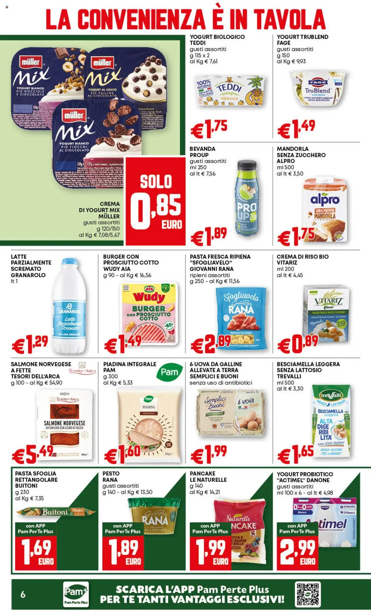 Volantino PAM del 21.08.2025 | Pagina: 6 | Prodotti: Crema, Yogurt, Uova, Salmone