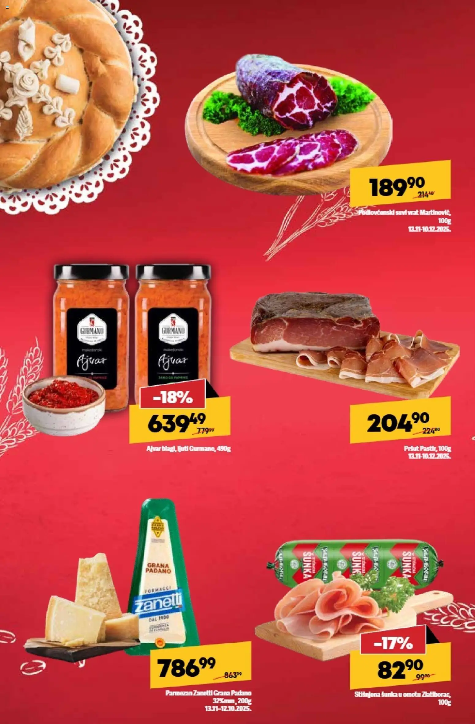 Maxi katalog - važi od 13.11.2025 | Strana: 4 | Proizvode: Ajvar, Pršut, Suvi vrat, Šunka