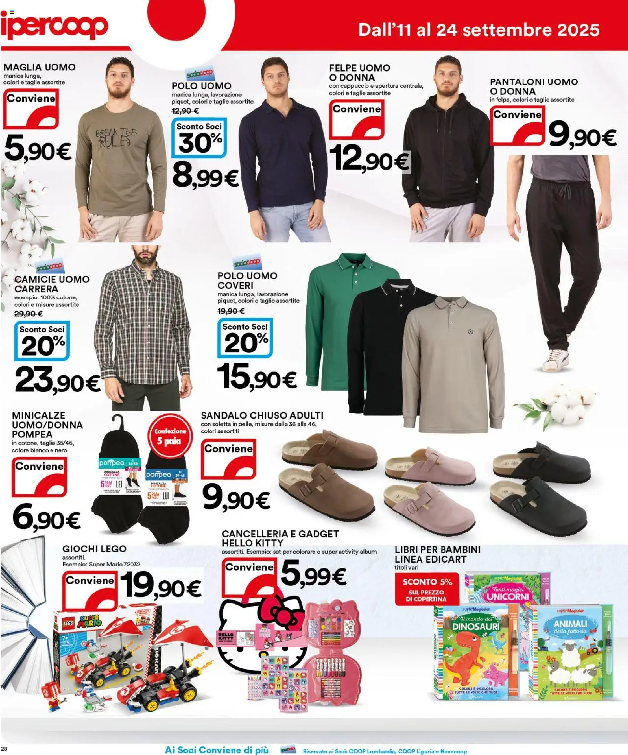 Volantino Ipercoop del 11.09.2025 | Pagina: 28 | Prodotti: Pantaloni, Polo, Cappuccio, The
