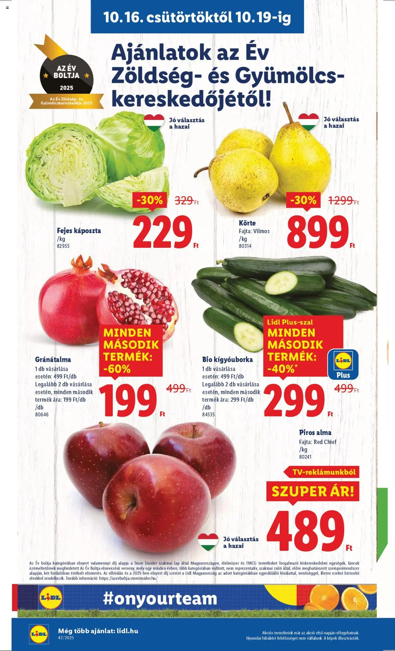 Lidl akciós ujság - amely érvényes a következő dátumtól: 16.10.2025 | Oldal: 4 | Termékek: Gyümölcs, Fejes káposzta, Gránátalma, Alma
