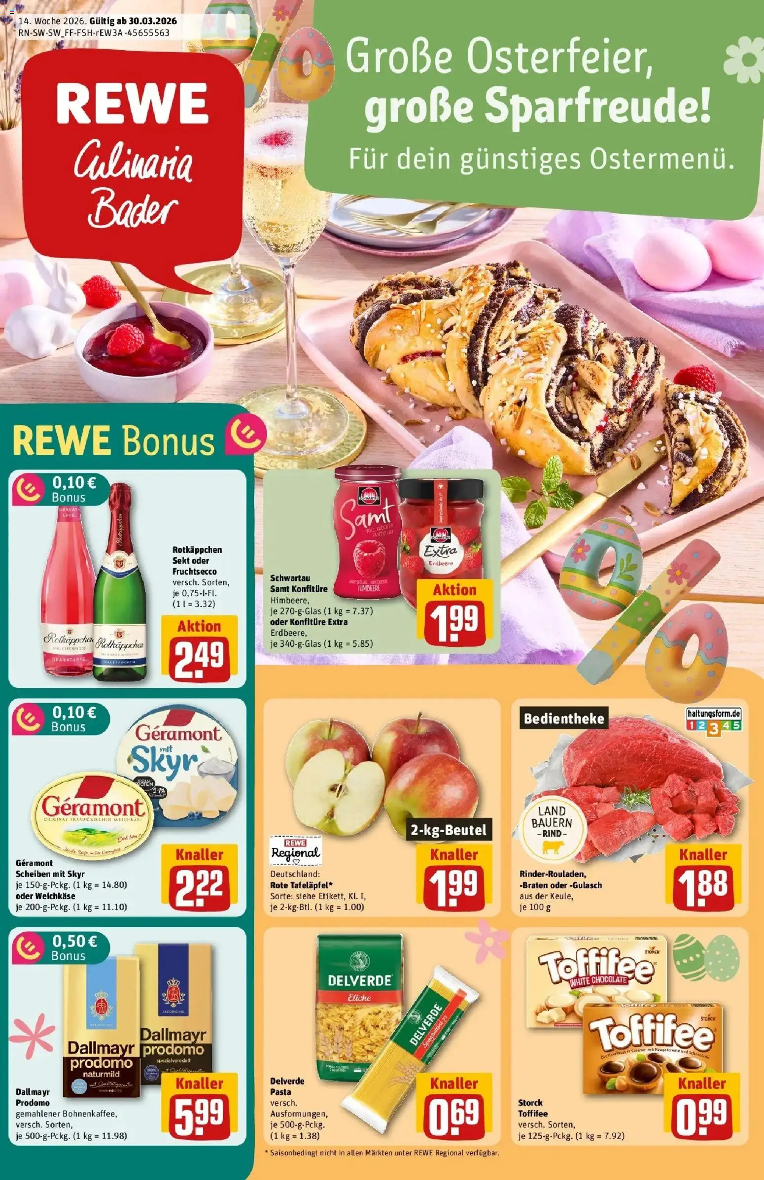 Rewe Prospekt Freudenstadt	 – gültig ab 30.03.2026 | Seite: 1 | Produkte: Geramont, Skyr, Fruchtsecco, Dallmayr