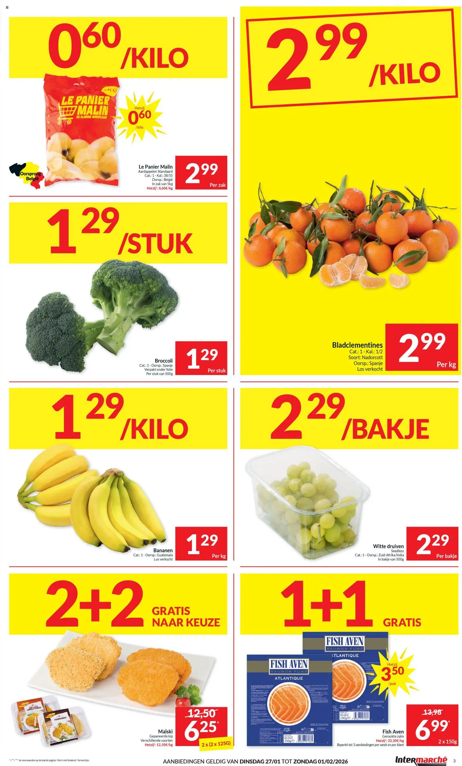 {H1} | Pagina: 3 | Producten: Zalm, Zak, Druiven, Broccoli