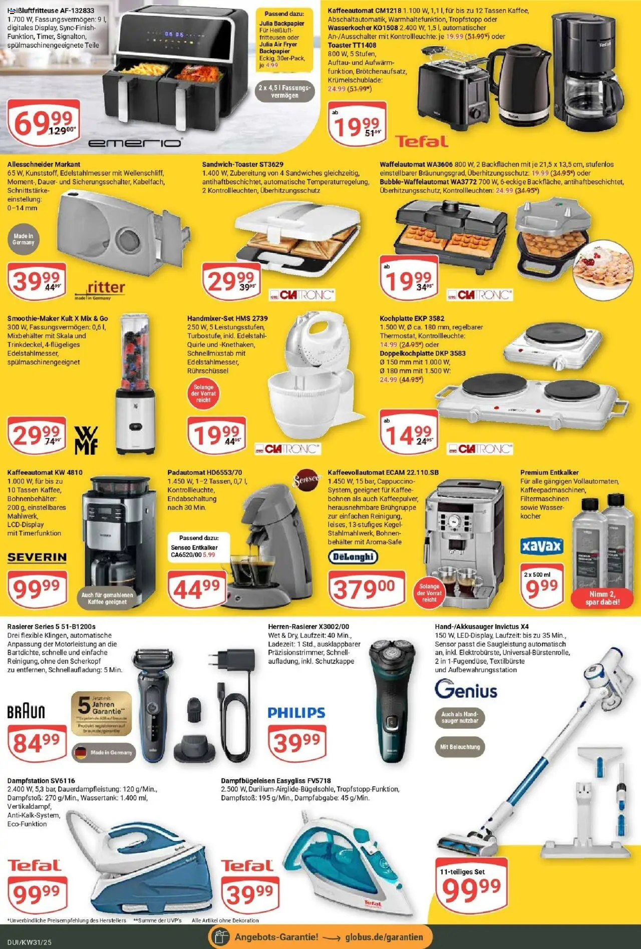 Globus prospekt Duisburg	 - gültig ab dem 28.07.2025 | Seite: 23 | Produkte: Wasserkocher, Toaster, Kaffee, Heißluftfritteuse
