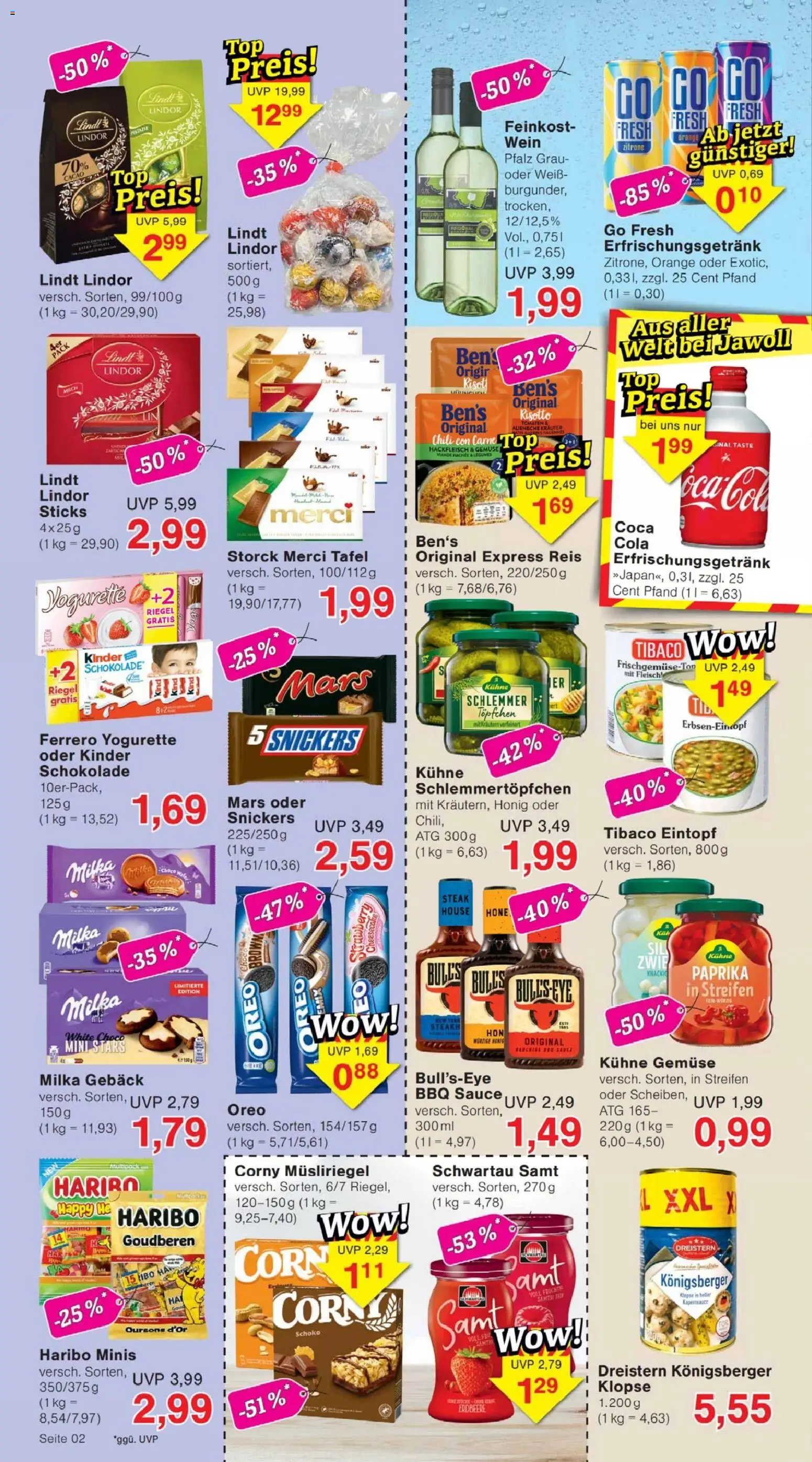 Jawoll Prospekt – gültig ab 16.02.2026 | Seite: 2 | Produkte: Merci, Milka, Mars, Steak