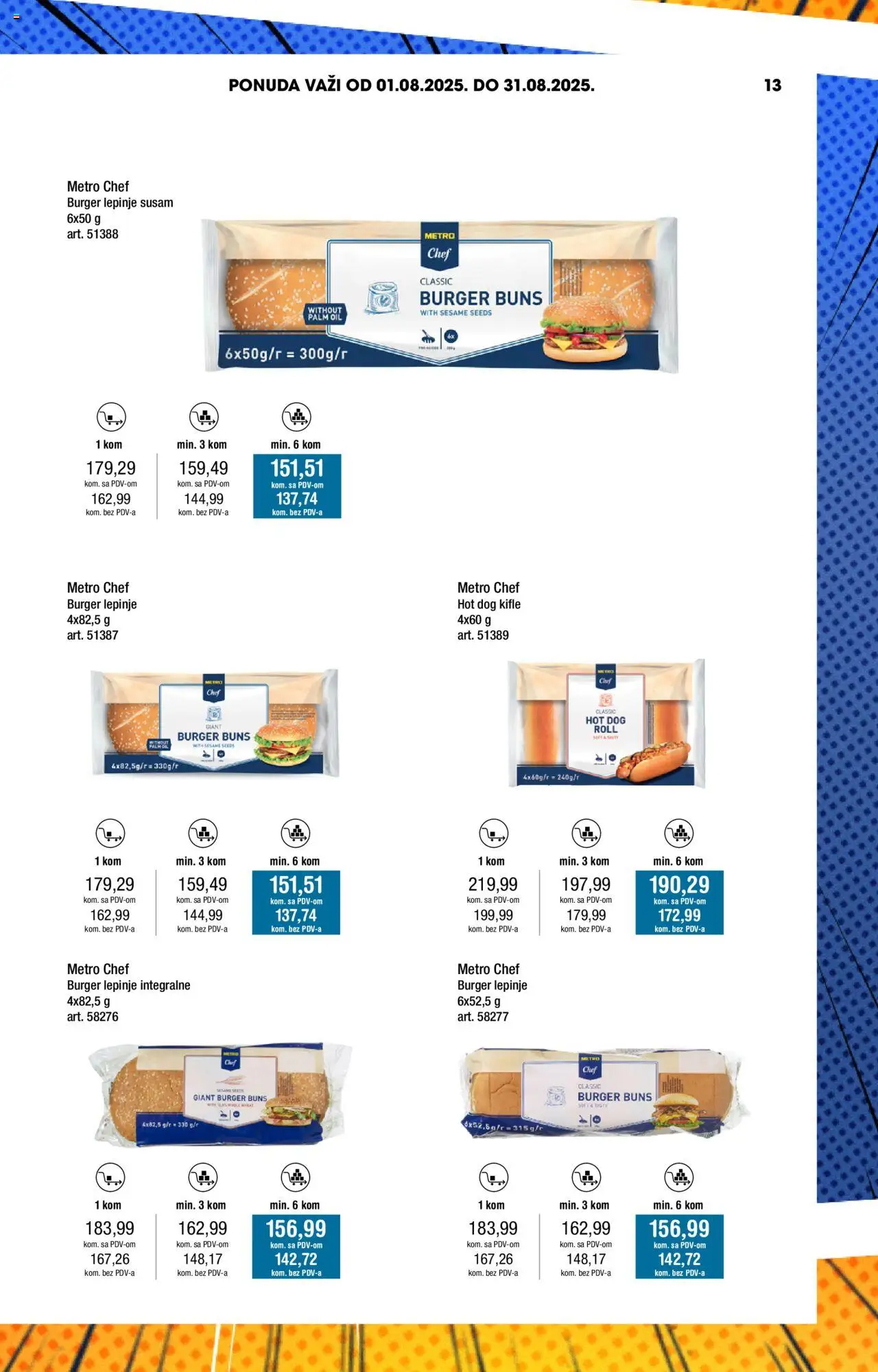Metro katalog - važi od 01.08.2025 | Strana: 13 | Proizvode: Burger, Hot dog