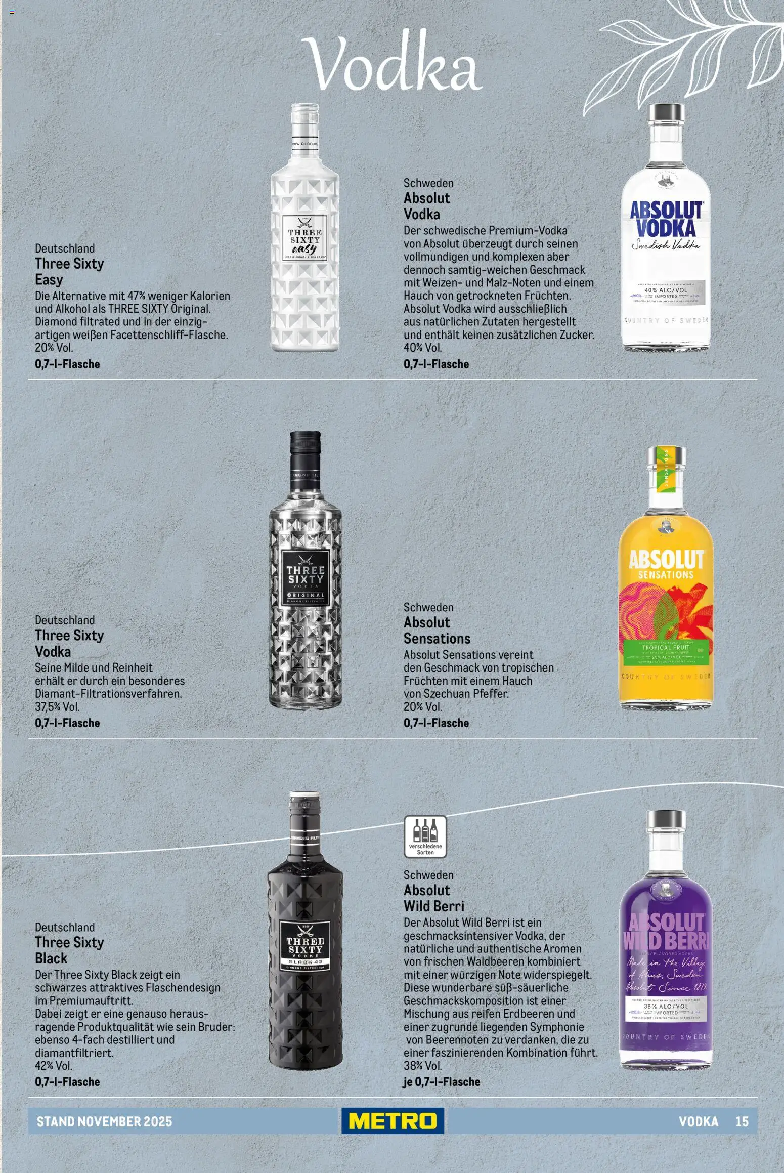 Metro - Spirituosen Sortiment – gültig ab 01.12.2025 | Seite: 15 | Produkte: Vodka, Erdbeeren