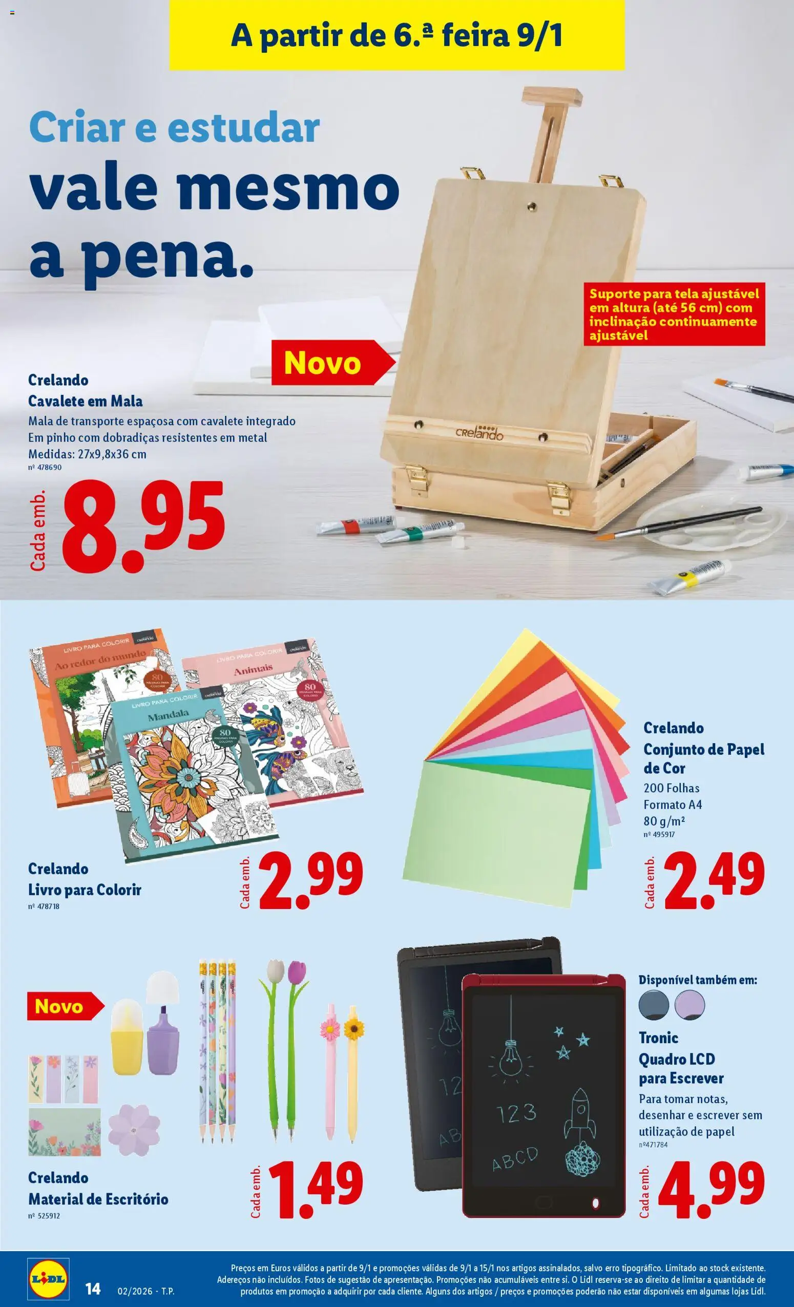 Lidl Novidades │ válido de 05.01.2026 | Página: 14 | Produtos: Quadro, Cavalete, Tablet