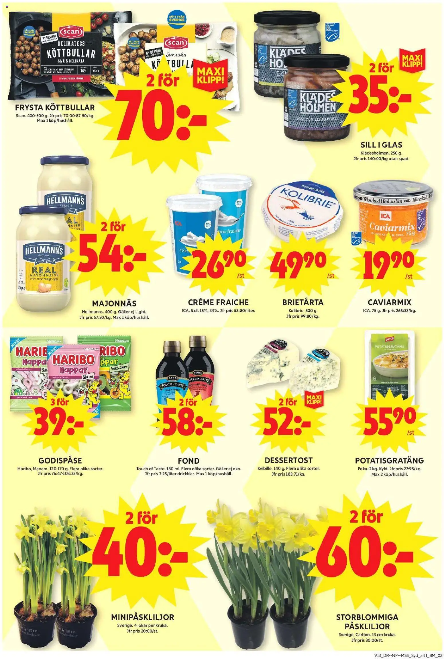 ICA Maxi reklamblad aktuell från 23.03.2026 | Sida: 6 | Produkter: Sill, Potatisgratäng, Creme fraiche, Majonnäs