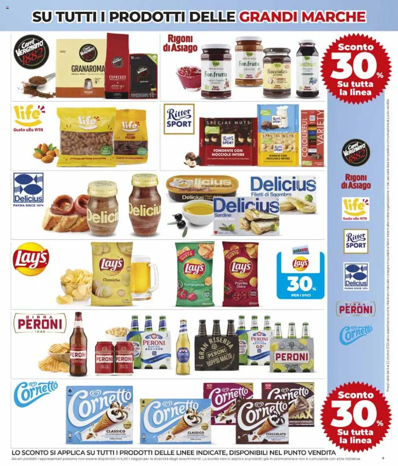 Volantino Ipercoop del 09.10.2025 | Pagina: 9 | Prodotti: Cioccolato, Cornetto, Nocciole, Sgombro