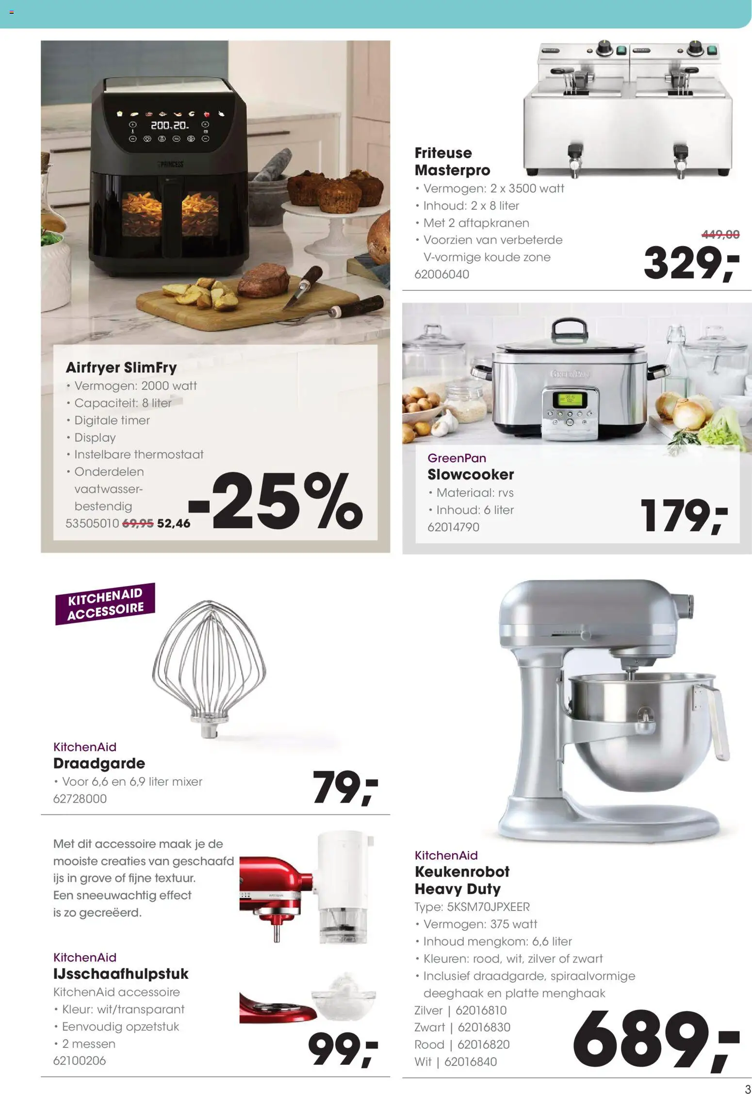 {H1} | Pagina: 3 | Producten: Vaatwasser, Friteuse, Mixer