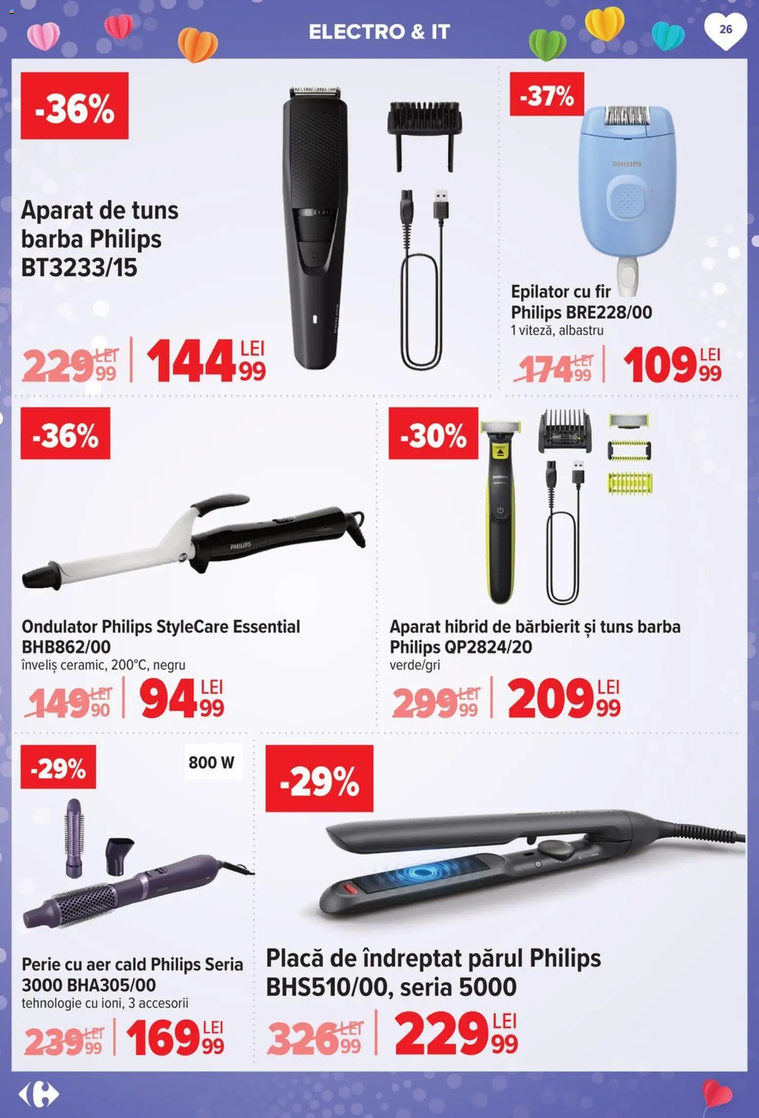 Noul catalog Carrefour – valabil de la 04.02.2026 | Pagină: 26 | Produse: Uscător De Păr, Placă De Îndreptat Părul, Perie, Ulei