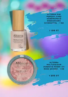 ALTERRA MULTICOLOUR PIROSÍTÓ PÚDER /01 ROSE SHIMME - 1 DB, Multicolour blush /01 rose shimmer - amely érvényes a következő dátumtól: 24.11.2025 | Oldal: 4