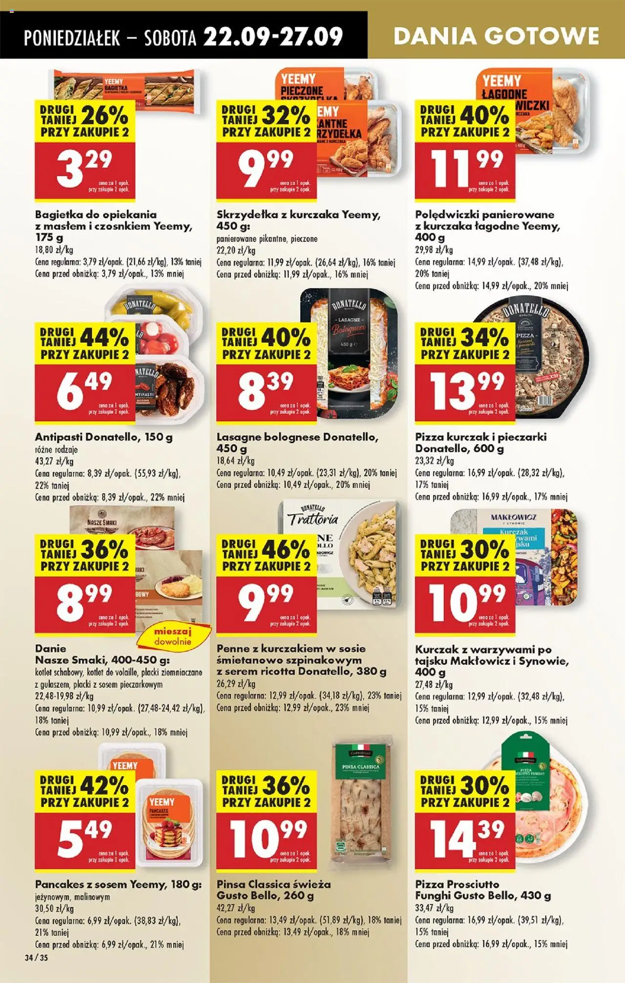 Biedronka gazetka od 22.09.2025 | Strona: 38 | Produkty: Kurczak, Penne, Placki ziemniaczane, Pizza