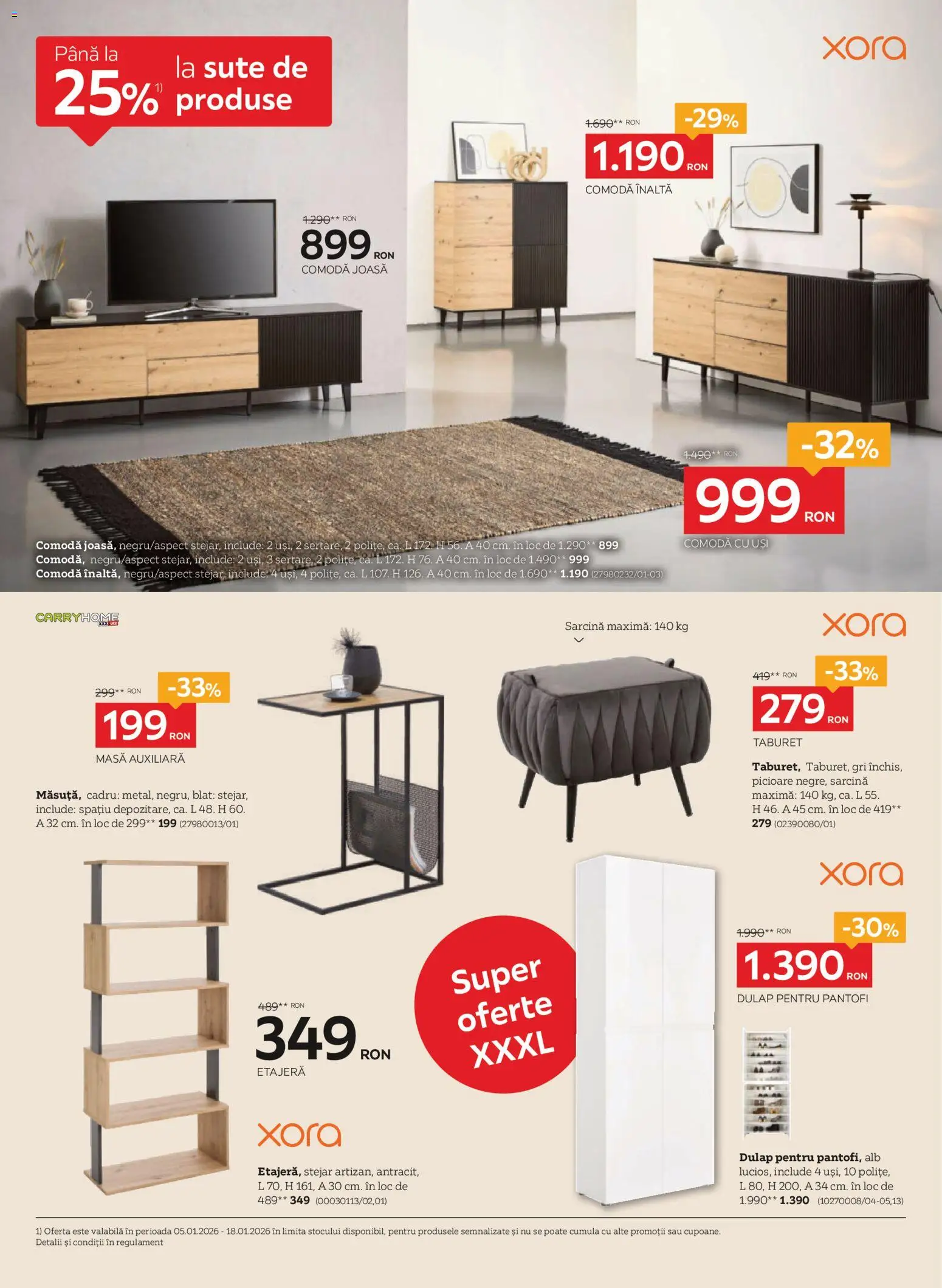 Noul catalog XXXLutz – valabil de la 05.01.2026 | Pagină: 12 | Produse: Pantofi, Masă, Comodă, Taburet