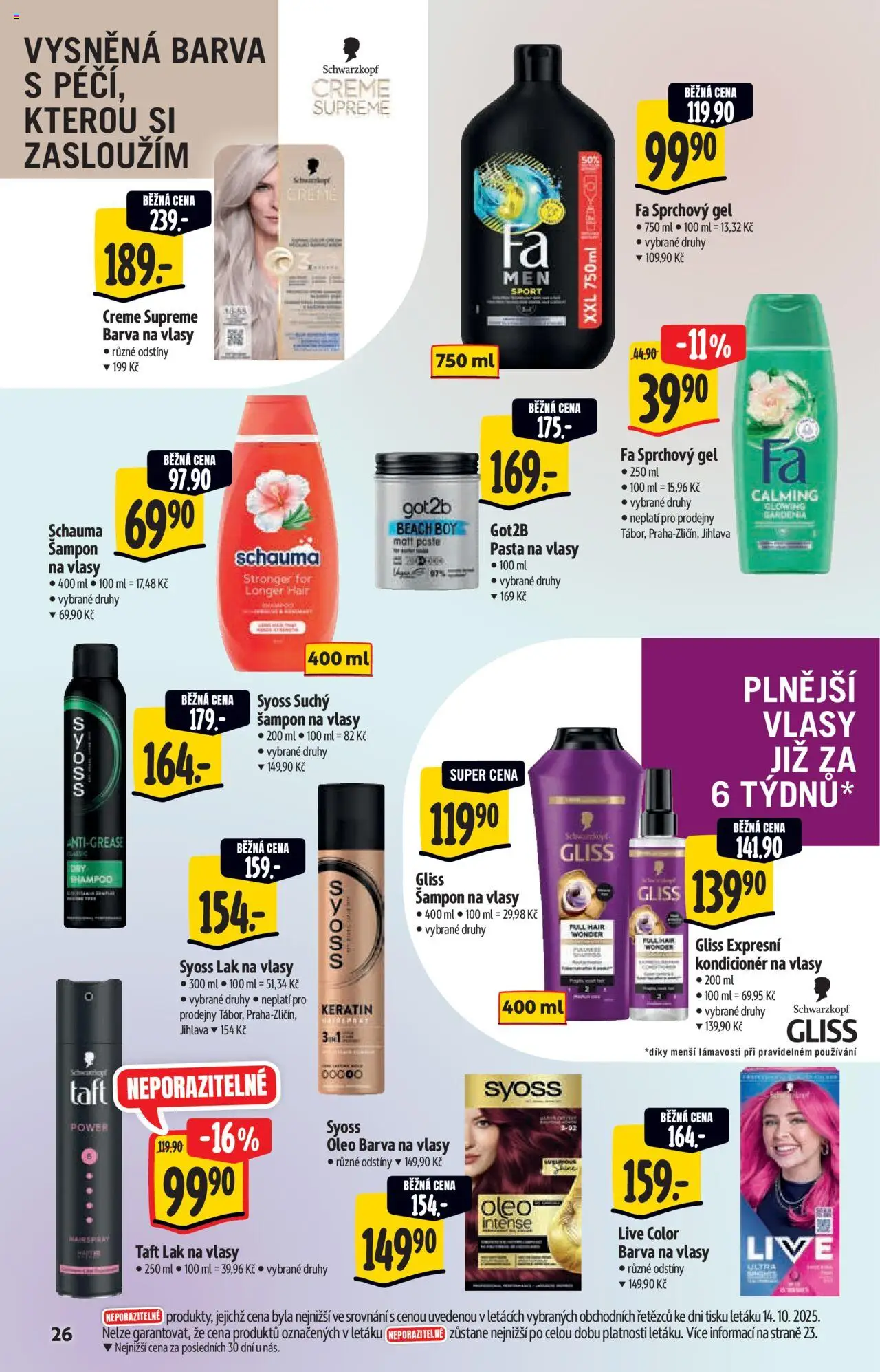 Albert katalog - Hypermarket od 22.10.2025 | Strana: 26 | Produkty: Syoss, Sprchový gel, Šampon, Barva na vlasy