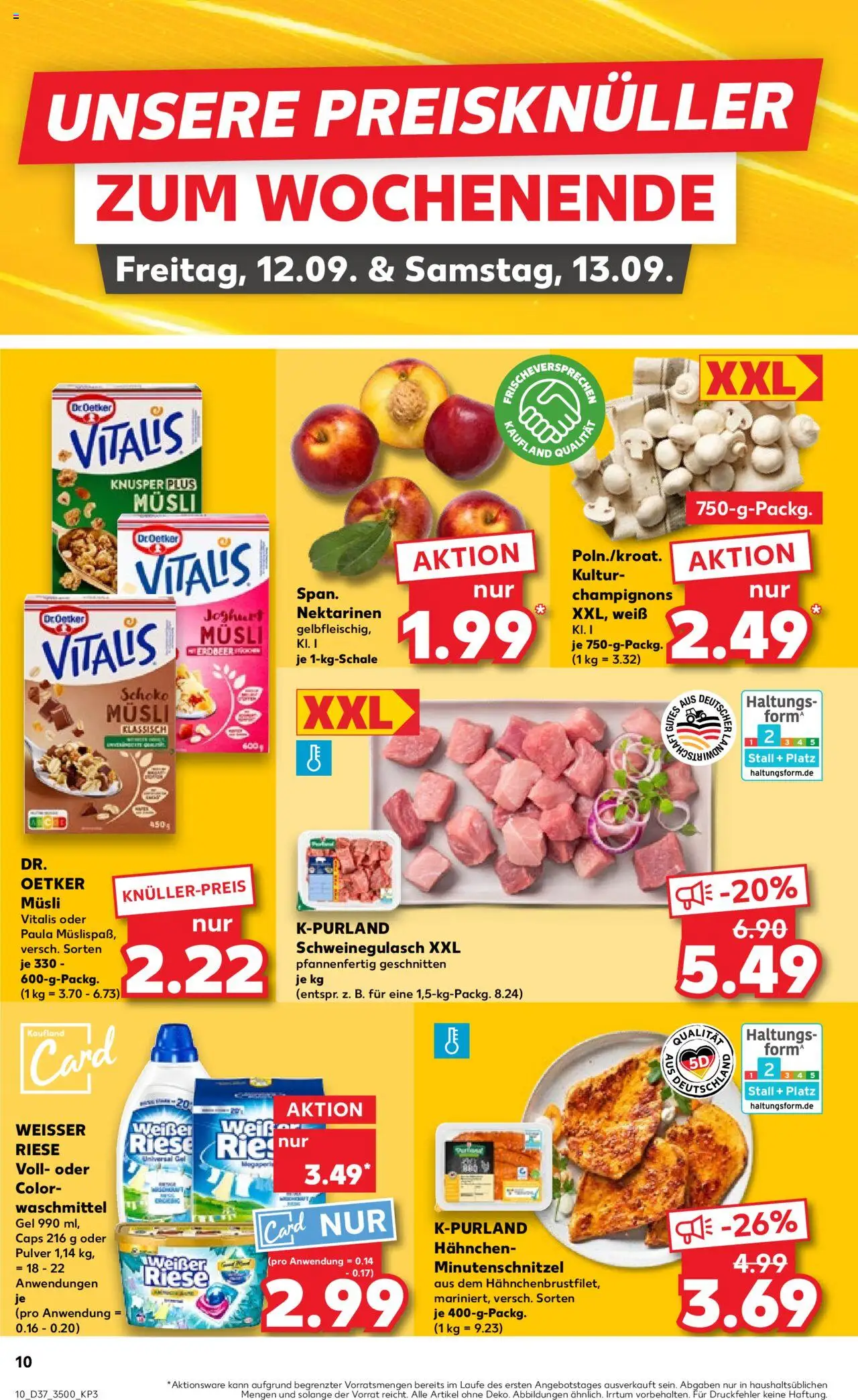 Kaufland prospekt Jena	 – gültig ab 11.09.2025 | Seite: 10 | Produkte: Musli, Schweinegulasch, Joghurt, Champignons