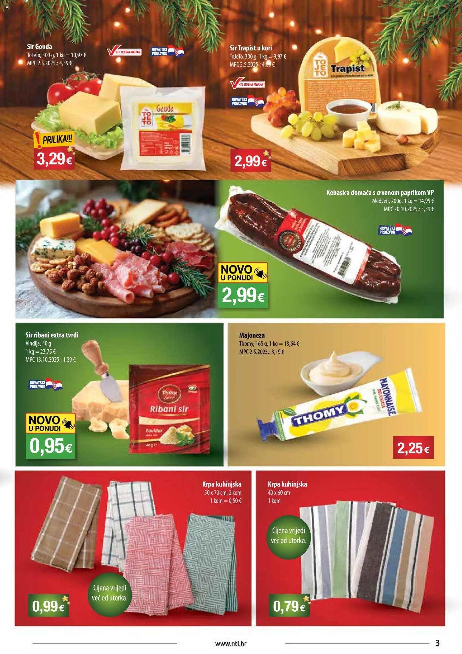 NTL katalog | vrijedi od 03.12.2025 | Stranica: 3 | Proizvodi: Gauda, Trapist, Majoneza, Kobasica