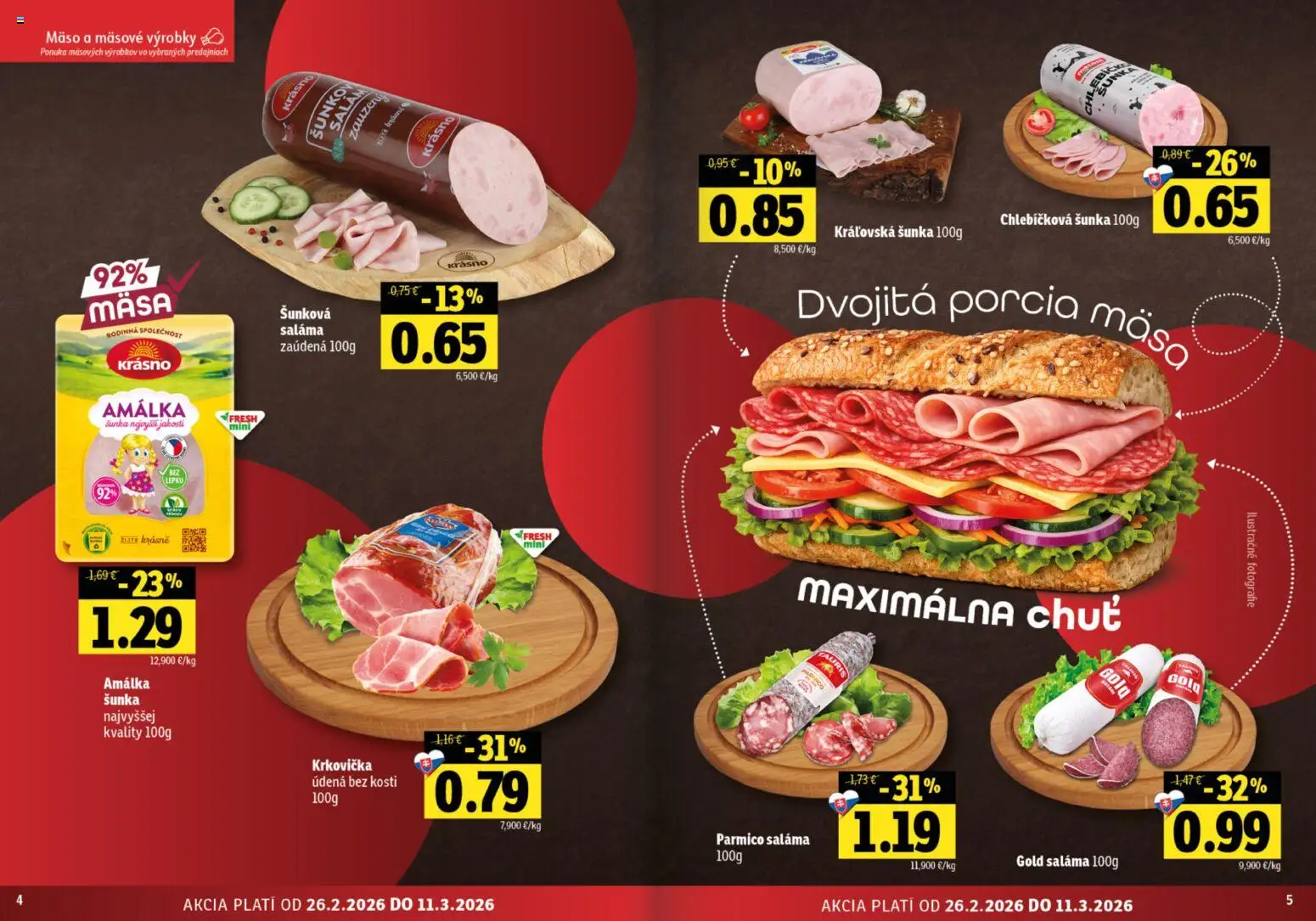 Nové Fresh akcie – leták je platný od 26.02.2026 | Strana: 3 | Produkty: Saláma, Šunka, Krkovička