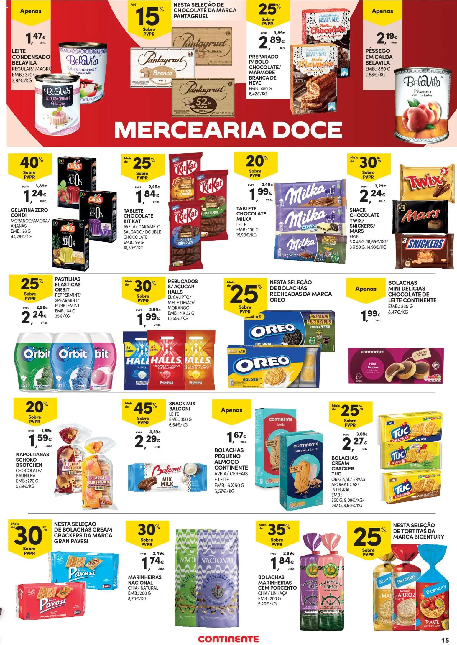 Continente - Açores │ válido de 05.03.2026 | Página: 15 | Produtos: Bolachas, Chocolate, Mel, Creme