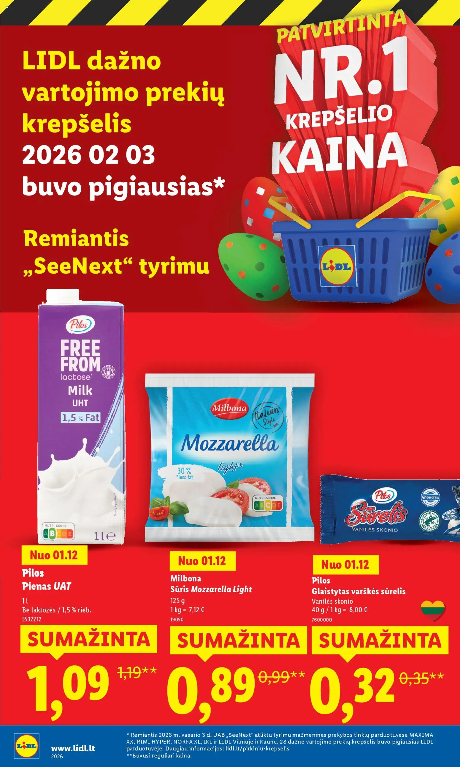 LIDL akcijos nuo 23.03.2026 | Puslapis: 50 | Prekių: Sūrelis, Pienas, Sūris, Krepšelis