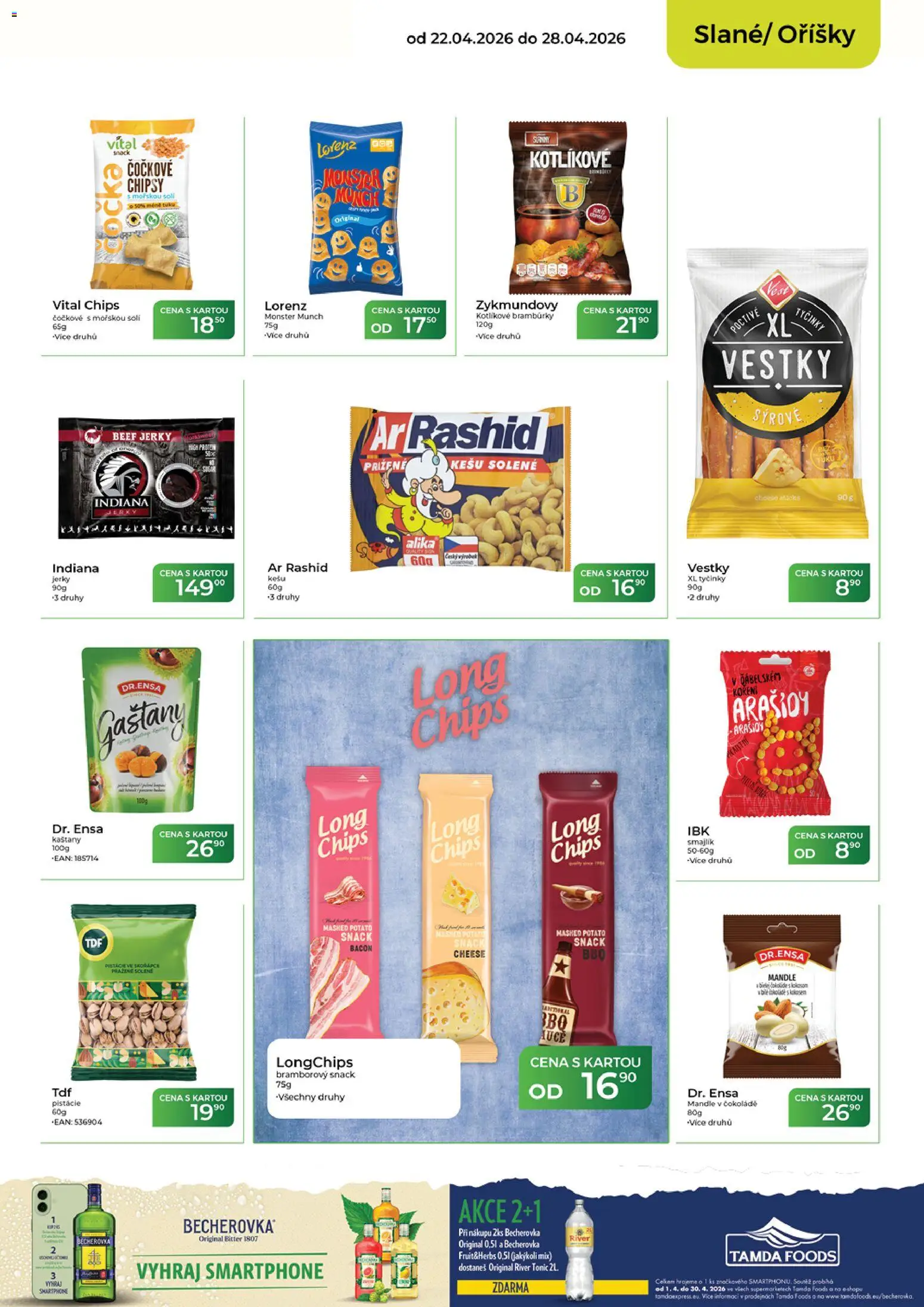 Tamda Foods leták od 22.04.2026 | Strana: 37 | Produkty: Bramburky, Smartphone, Oříšky, Becherovka