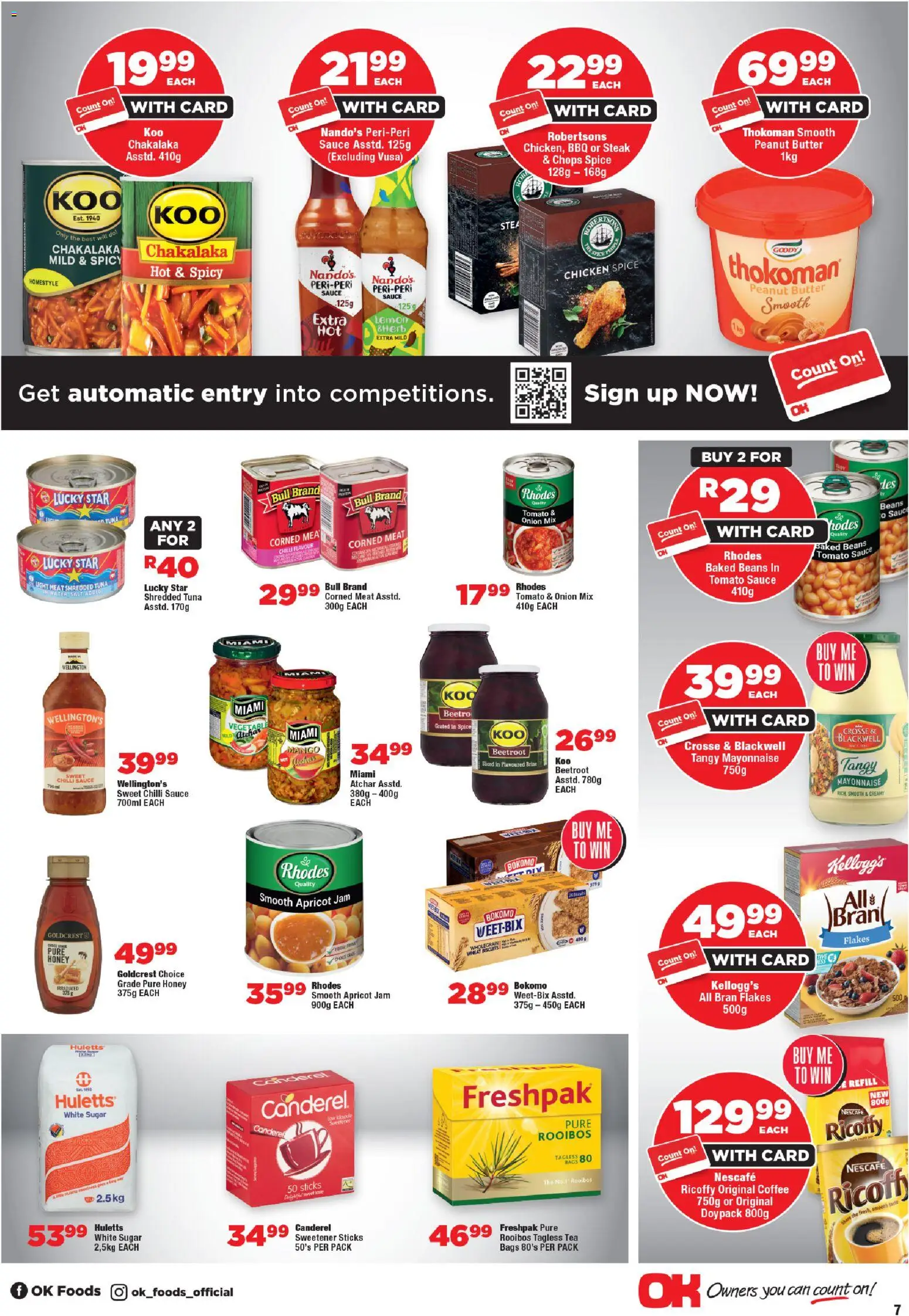 New OK Foods catalogue – valid from 24.10.2025 | Page: 7 | Products: Sweetener, Butter, Tomato sauce, Mango