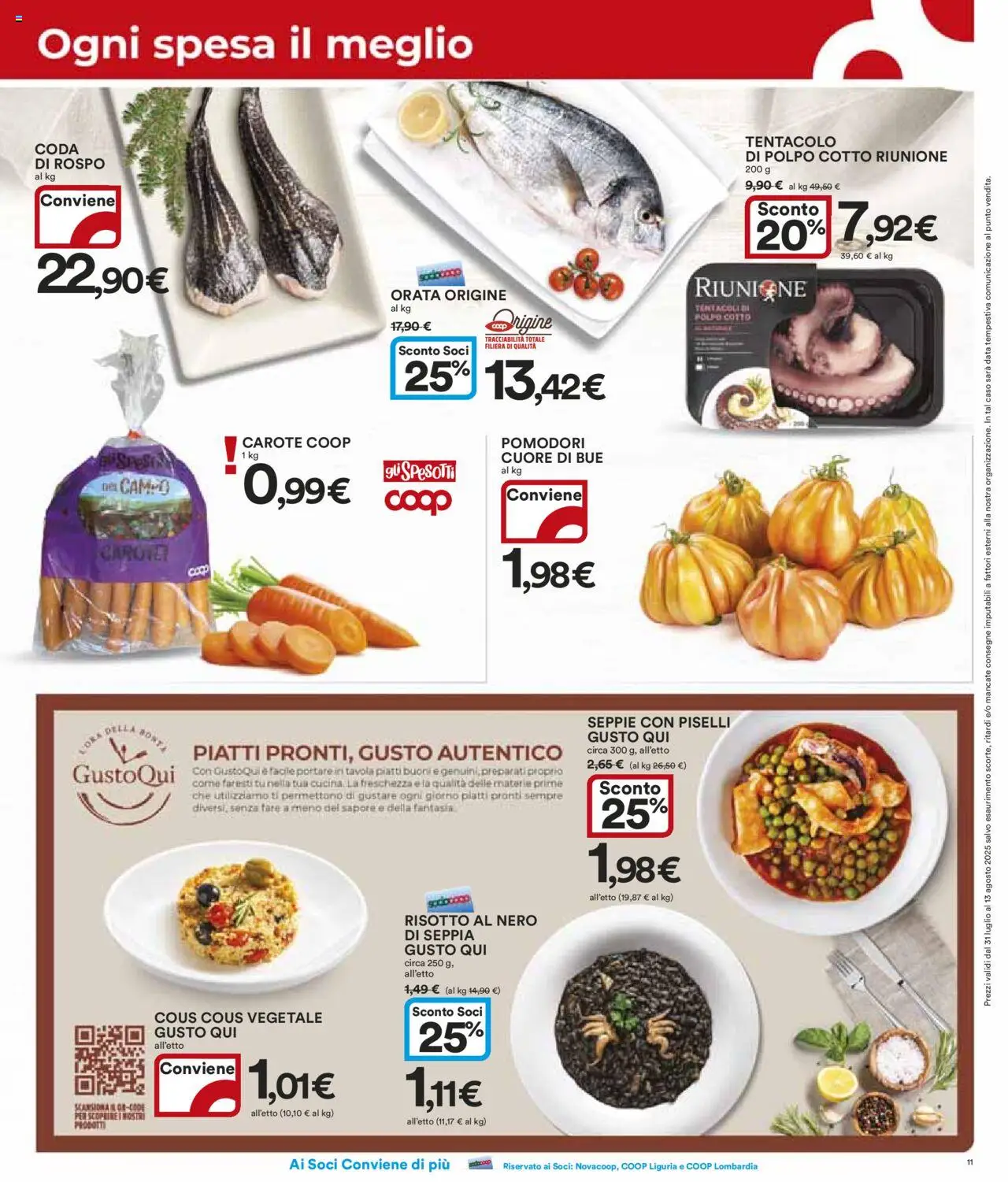Volantino Ipercoop del 31.07.2025 | Pagina: 11 | Prodotti: Orata, Carote, Data, Cous cous