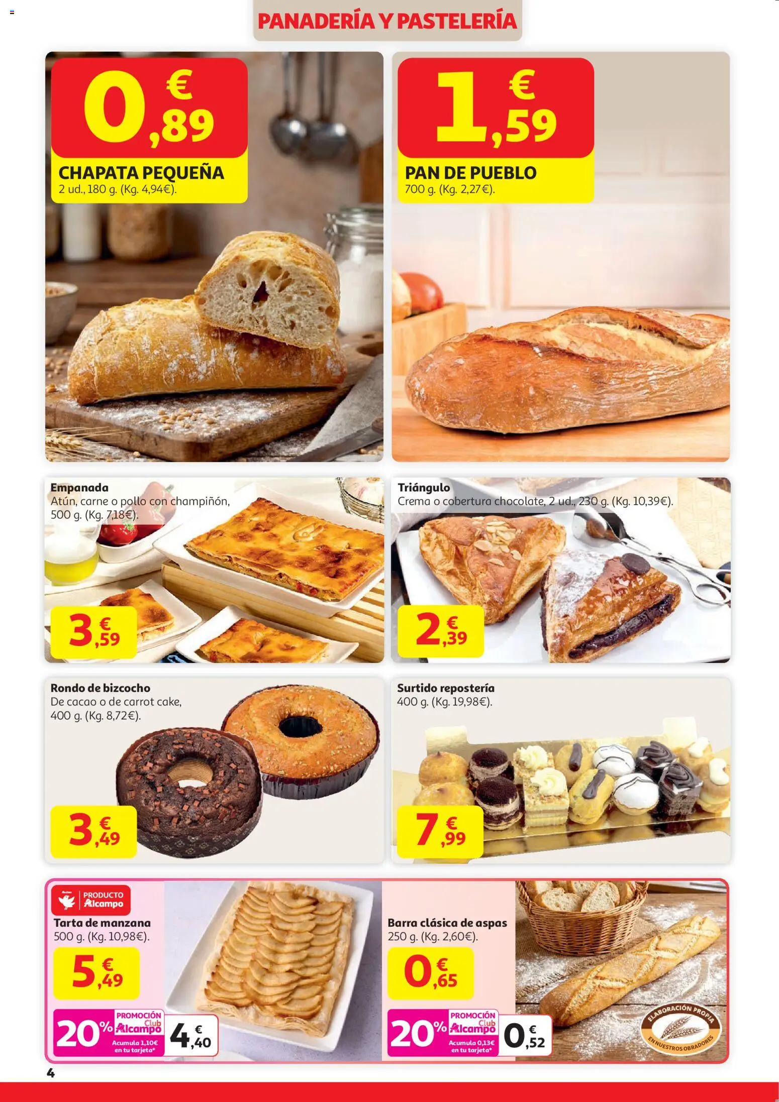 Alcampo - HG Catalan  │ válido desde el 29.12.2025 | Página: 4 | Productos: Pan, Manzana, Bizcocho, Panadería