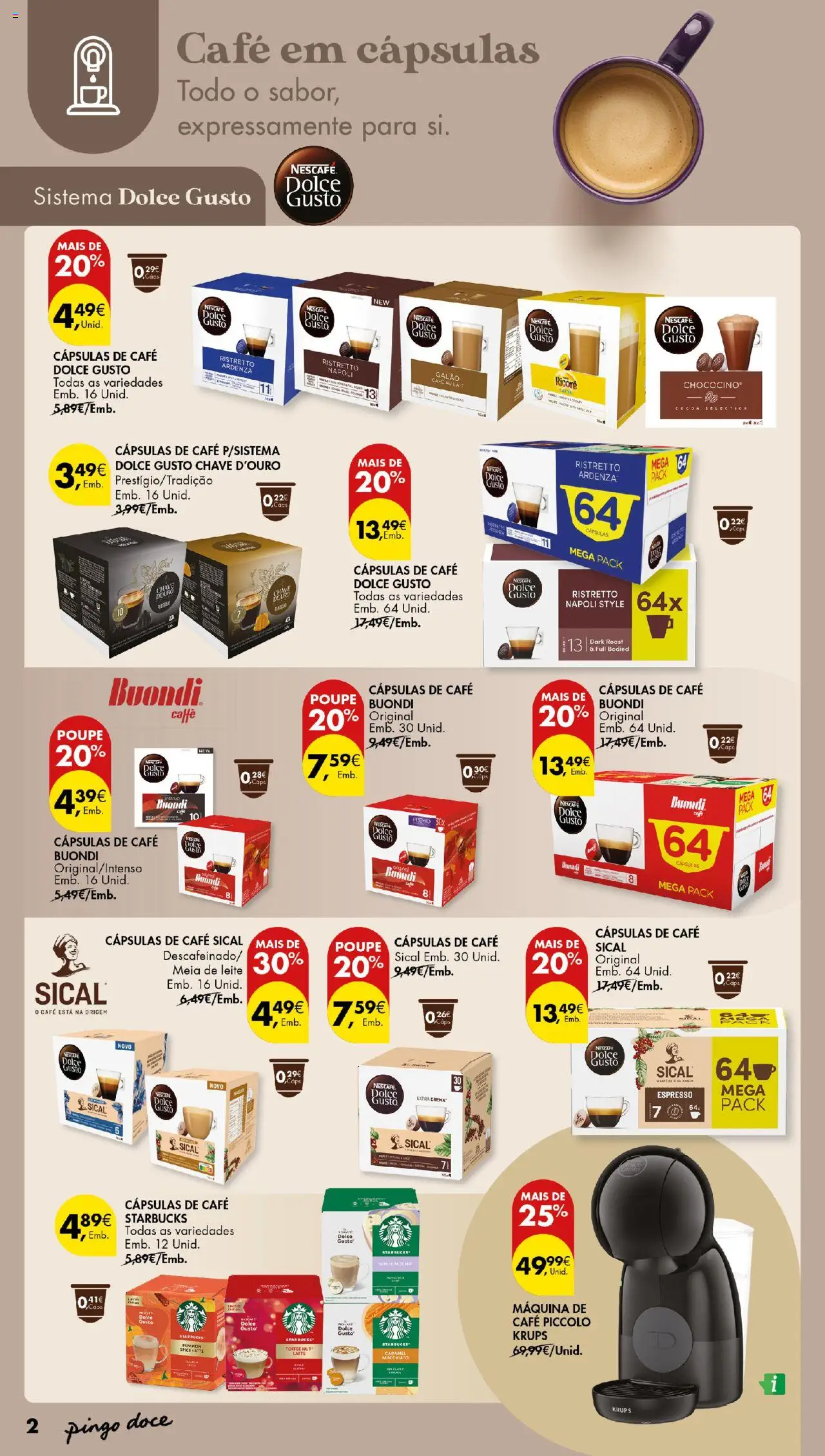 Pingo Doce - De Bebidas Quentes Açores │ válido de 16.10.2025 | Página: 2 | Produtos: Máquina de café, Cafe buondi, Café, Dolce gusto