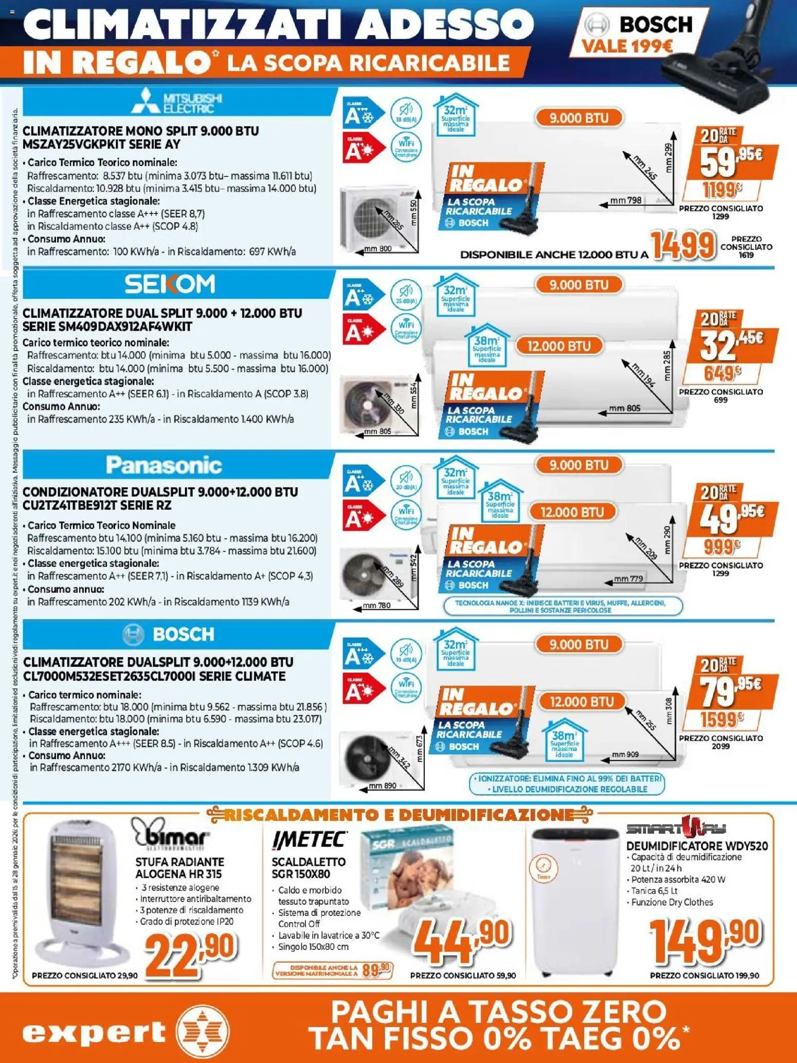 Volantino Expert del 15.01.2026 | Pagina: 23 | Prodotti: Stufa, Lavatrice, Tanica, Condizionatore