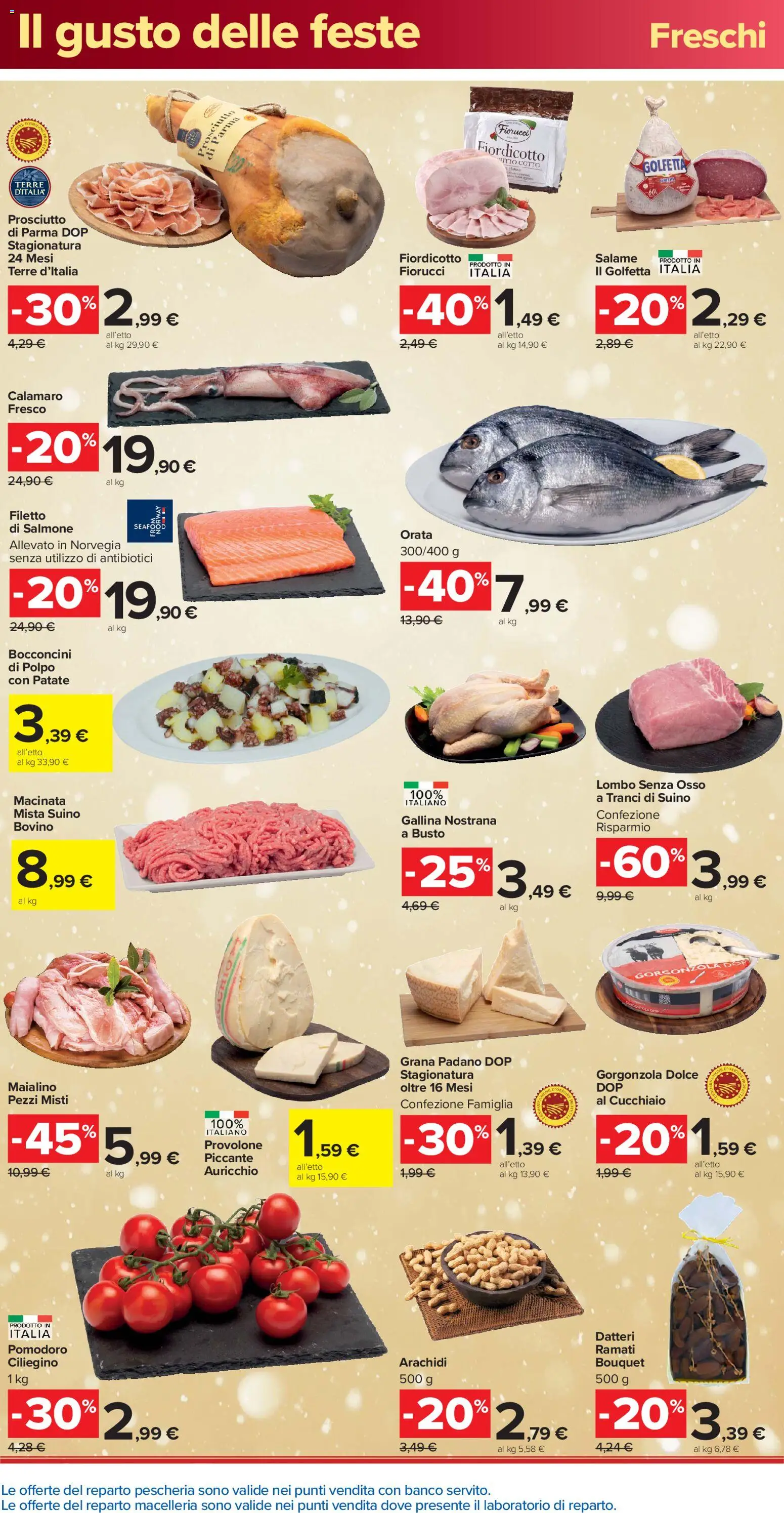 Volantino Carrefour del 16.12.2025 | Pagina: 2 | Prodotti: Patate, Polpo, Orata, Gorgonzola