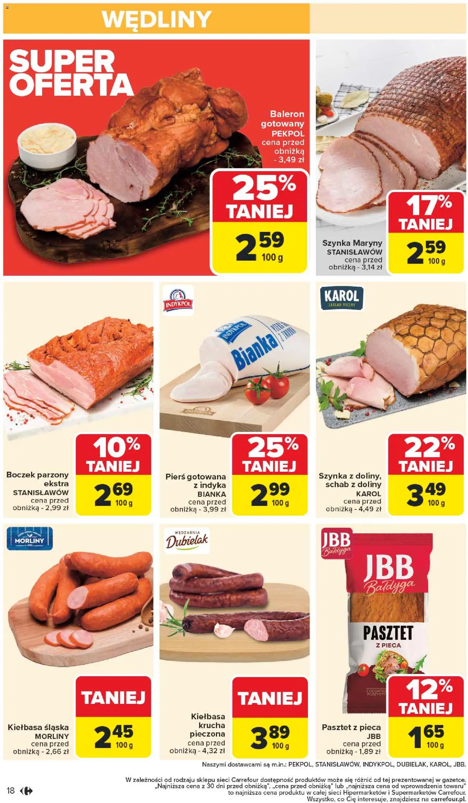 Carrefour Gazetka - Poznań Zmieniliśmy się dla Ciebie od 27.10.2025 | Strona: 20 | Produkty: Schab, Szynka, Kiełbasa śląska, Boczek