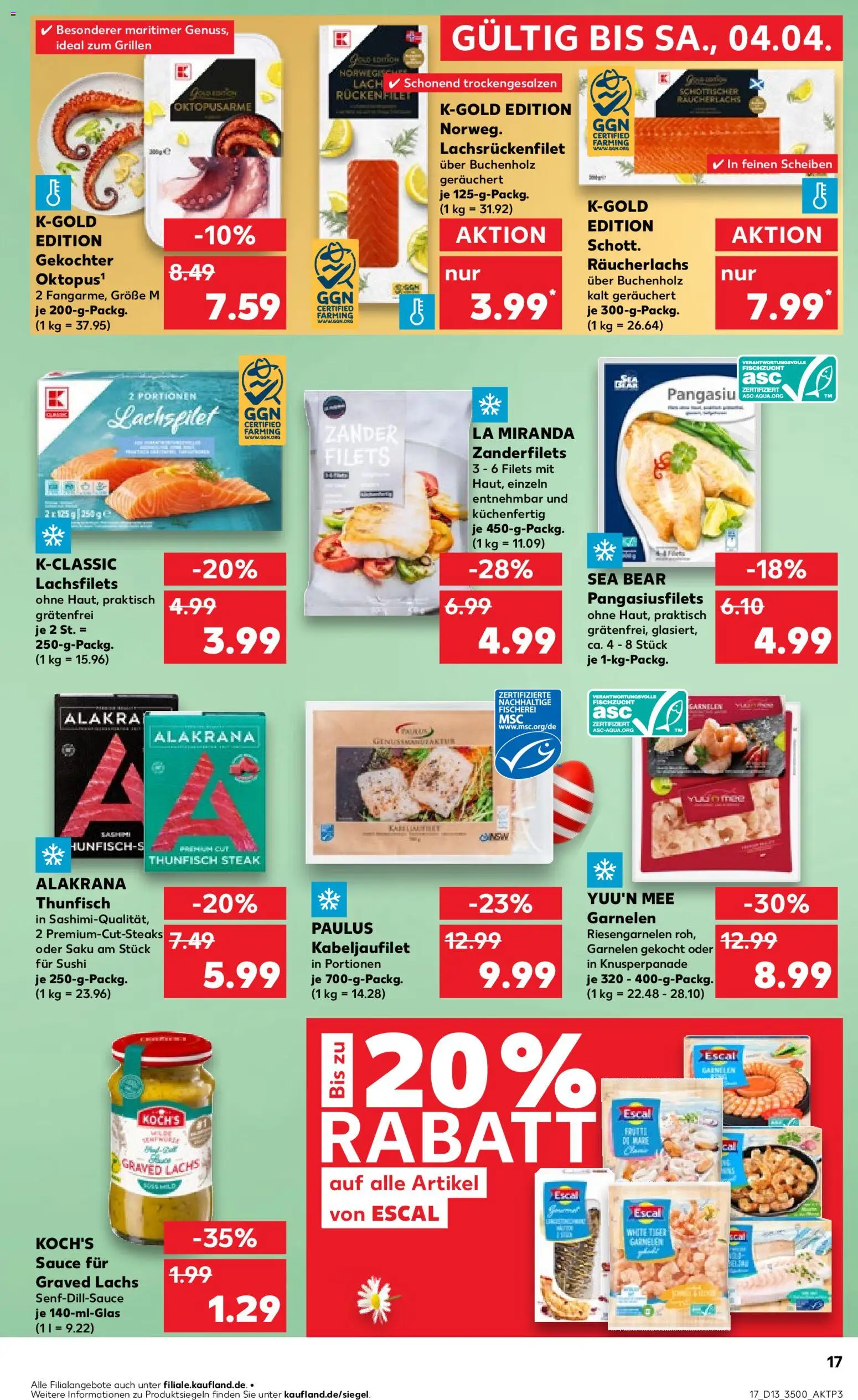 Kaufland Prospekt Rostock	 – gültig ab 26.03.2026 | Seite: 17 | Produkte: Garnelen, Lachs, Räucherlachs, Steak
