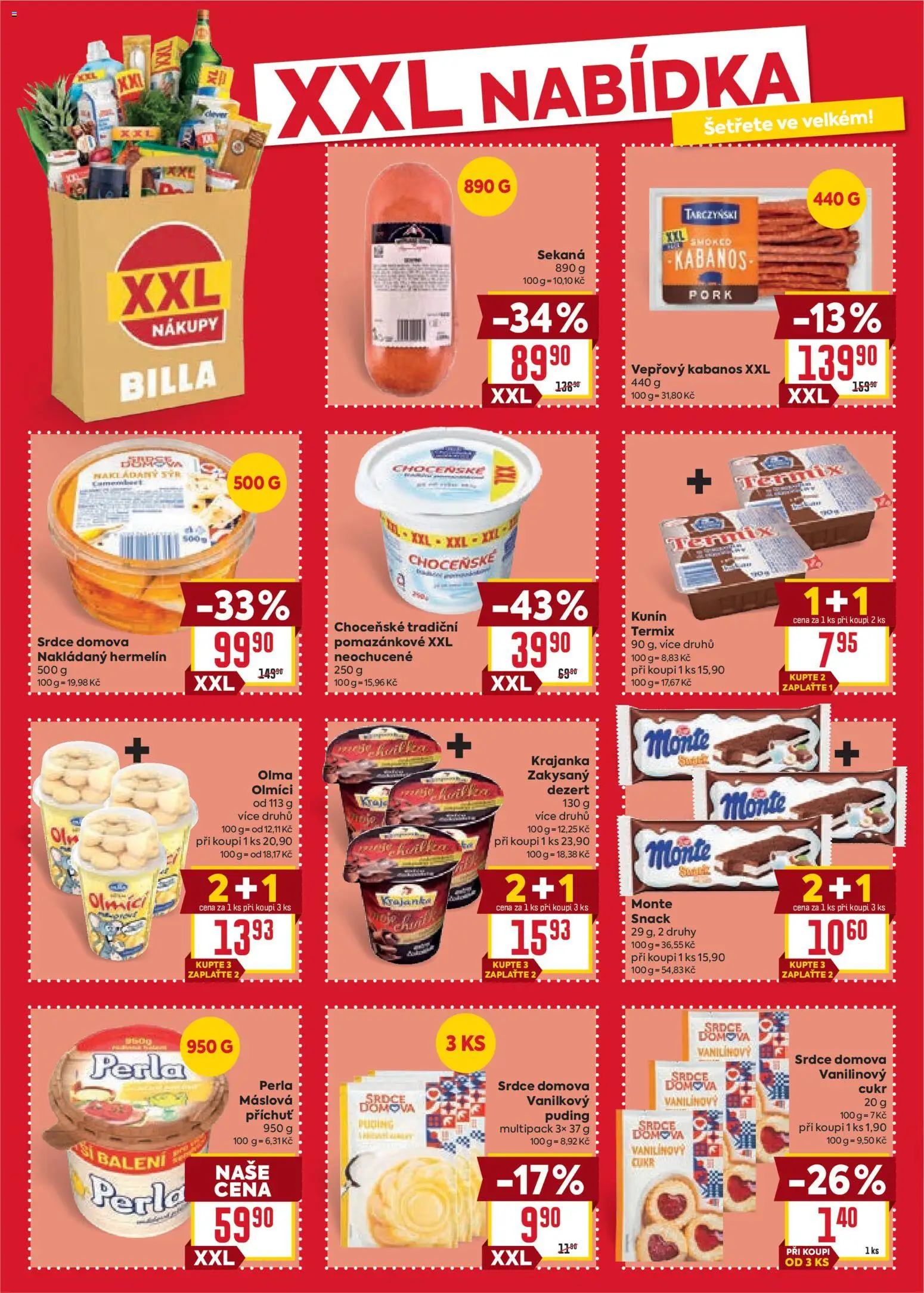 Billa Velký leták od 21.01.2026 | Strana: 12 | Produkty: Puding, Sekaná, Nakládaný hermelín, Kabanos