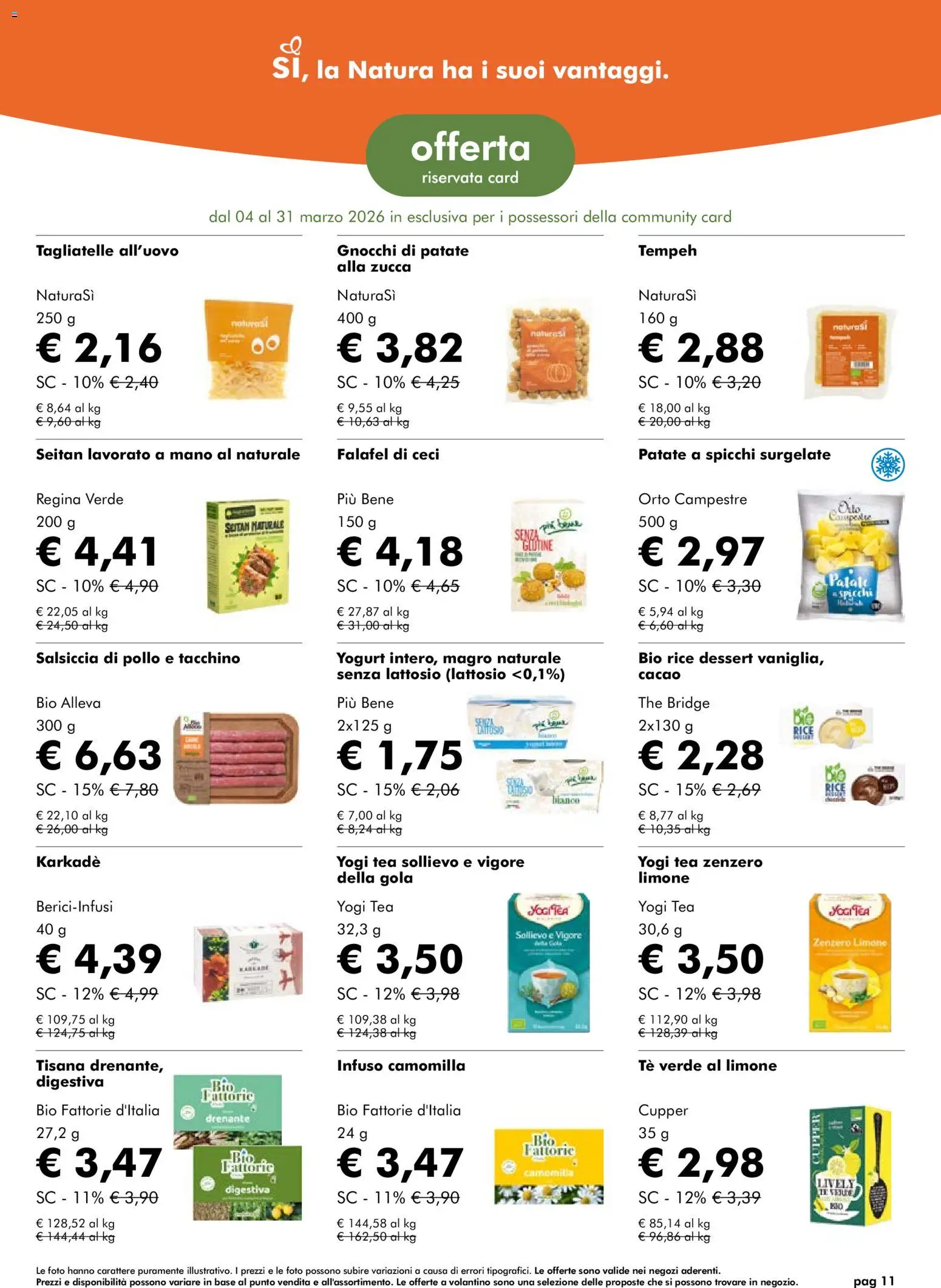 Volantino Natura Sì del 04.03.2026 | Pagina: 11 | Prodotti: Ceci, Limone, Falafel, Cacao