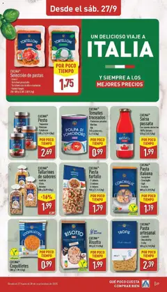 CUCINA® Tomates troceados, • Pimientos picantes, • Hierbas, • Ajo, 240 g peso esc. (4,13 €/kg) │ válido desde el 22.09.2025 | Página: 27 | Productos: Tomates, Pasta, Cocina, Peso