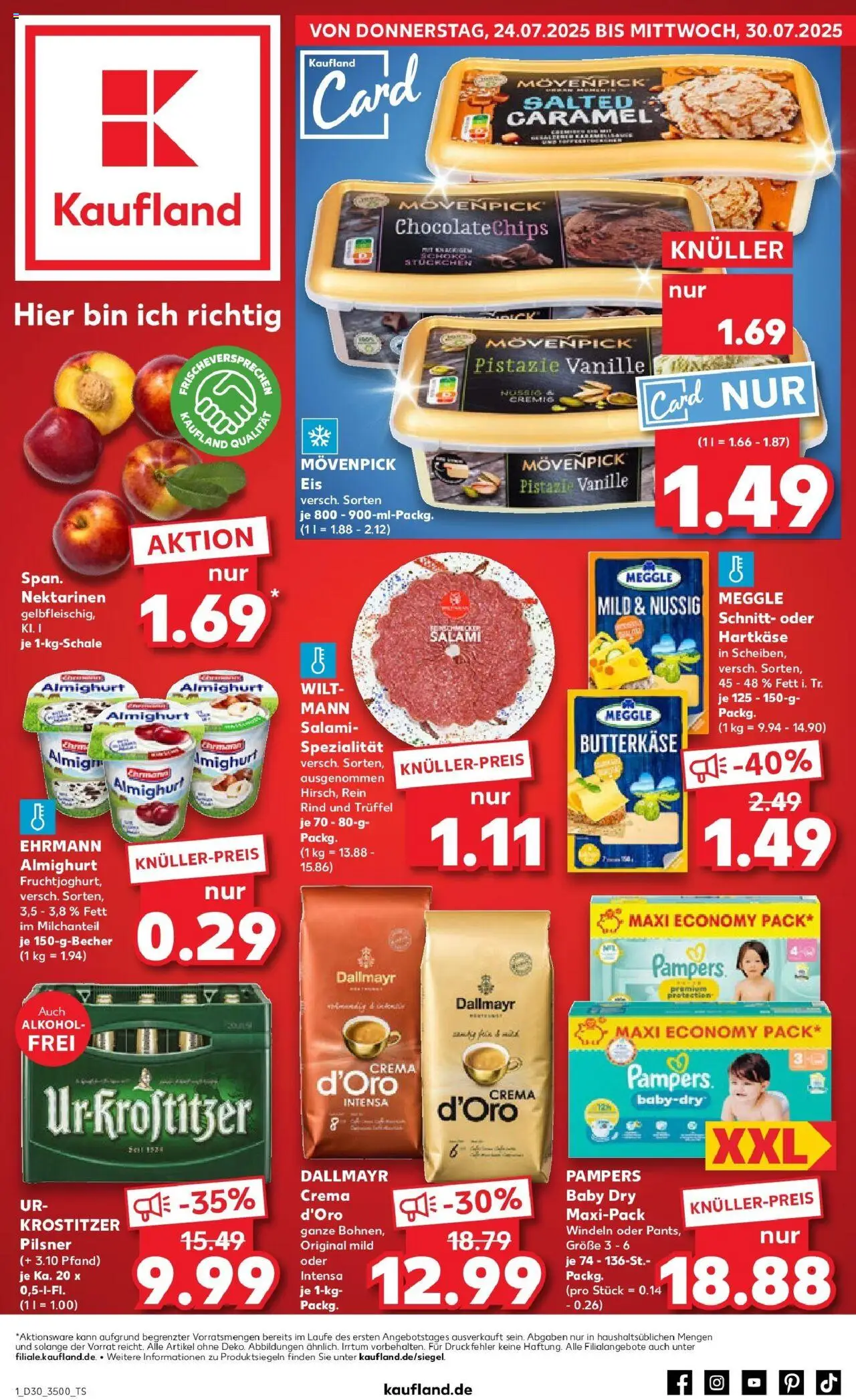 Kaufland prospekt Zwickau	 - gültig ab dem 24.07.2025 | Seite: 1 | Produkte: Pampers, Dallmayr, Chips, Eis
