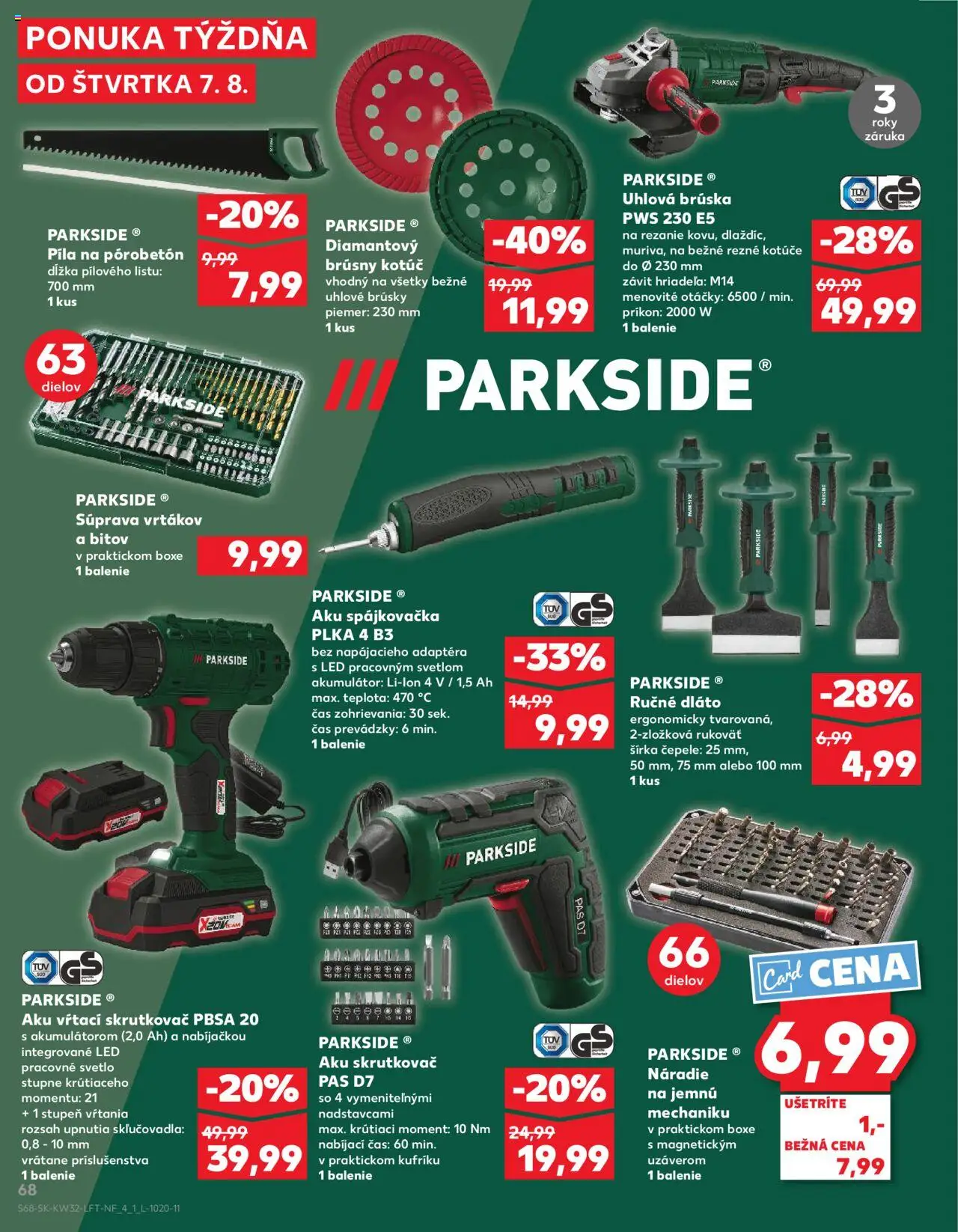 Kaufland SK akciós ujság - amely érvényes a következő dátumtól: 07.08.2025 | Oldal: 68 | Termékek: Parkside, Só