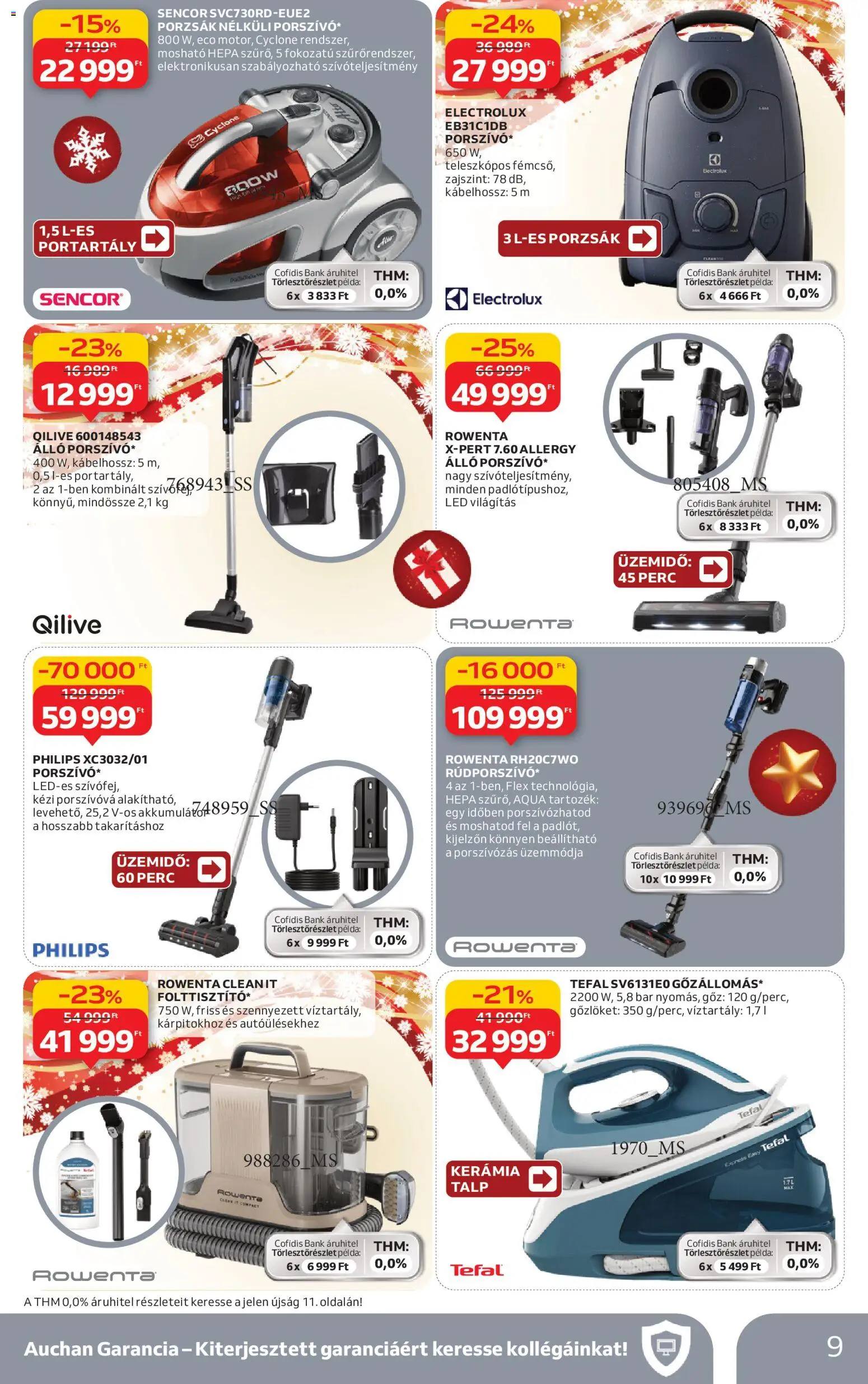 Auchan akciós ujság - amely érvényes a következő dátumtól: 11.12.2025 | Oldal: 9 | Termékek: Tefal, Porszívó