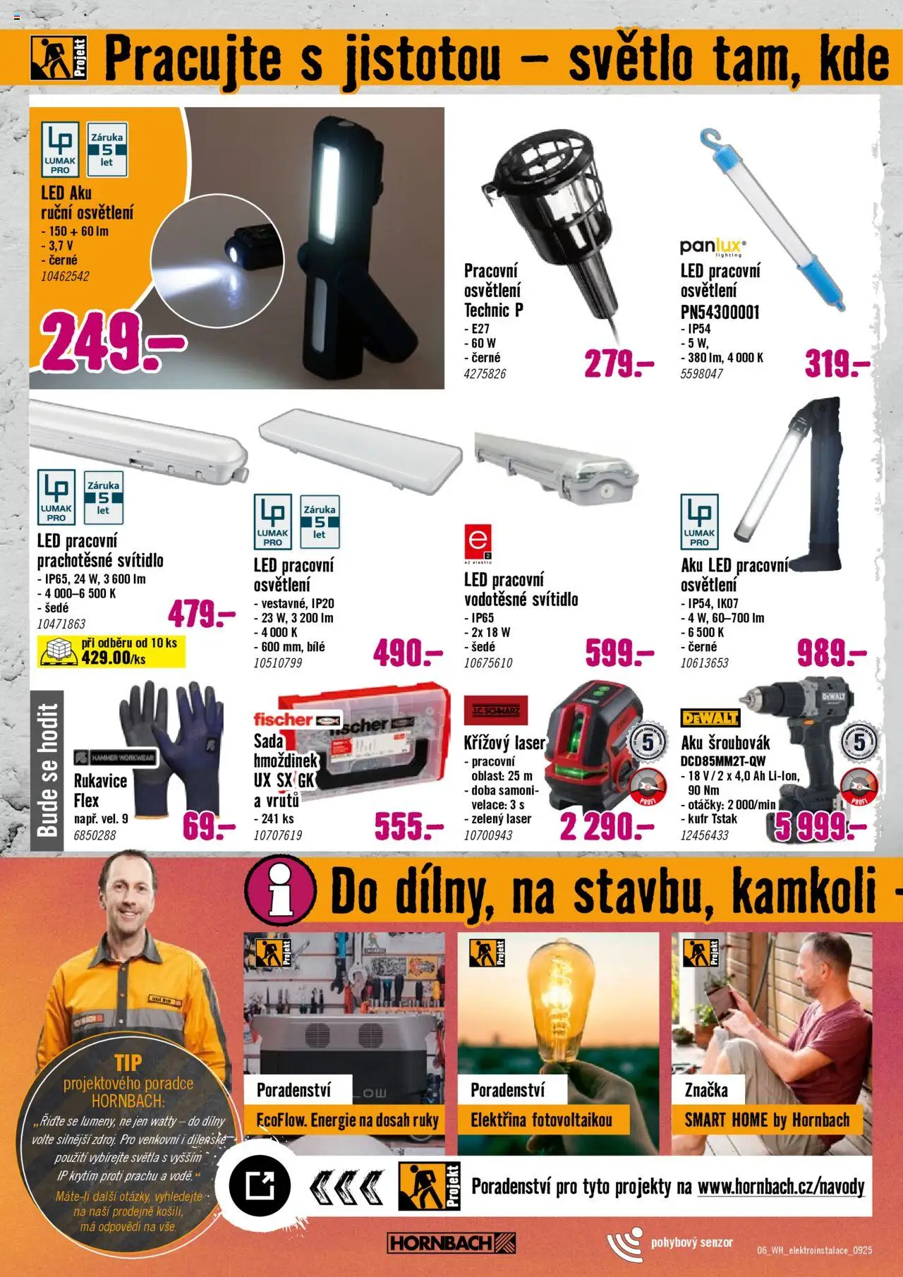 HORNBACH leták - Elektroinstalace od 10.09.2025 | Strana: 6 | Produkty: Kufr, Rukavice, Elektro, LED