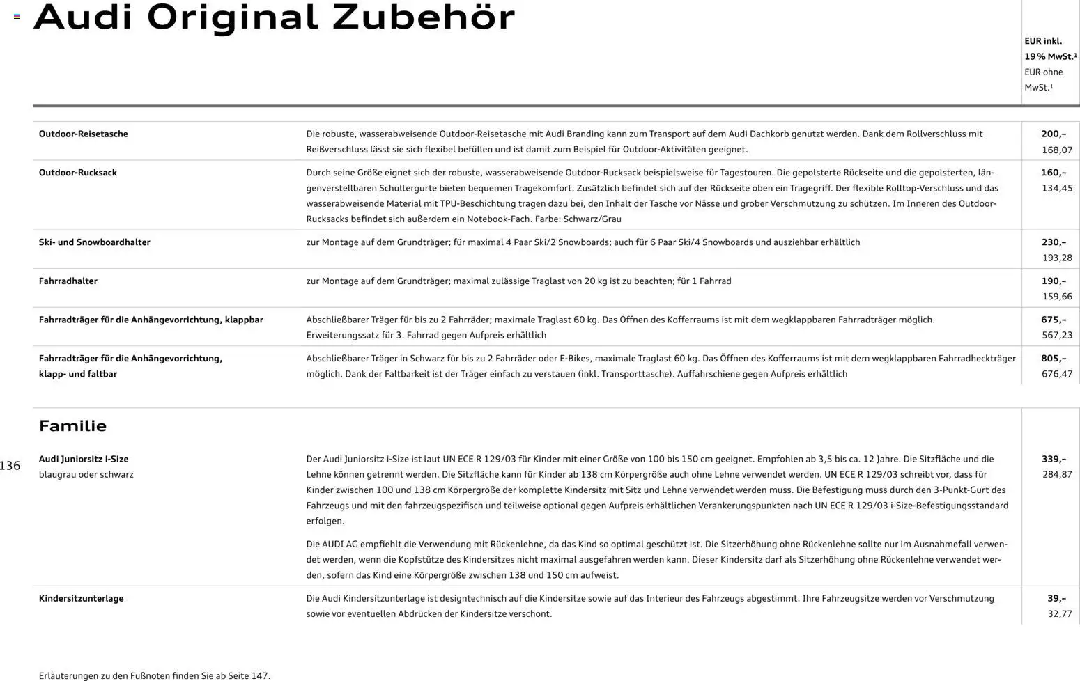 Audi Q8 – gültig ab 28.10.2025 | Seite: 136 | Produkte: Tasche, Ski