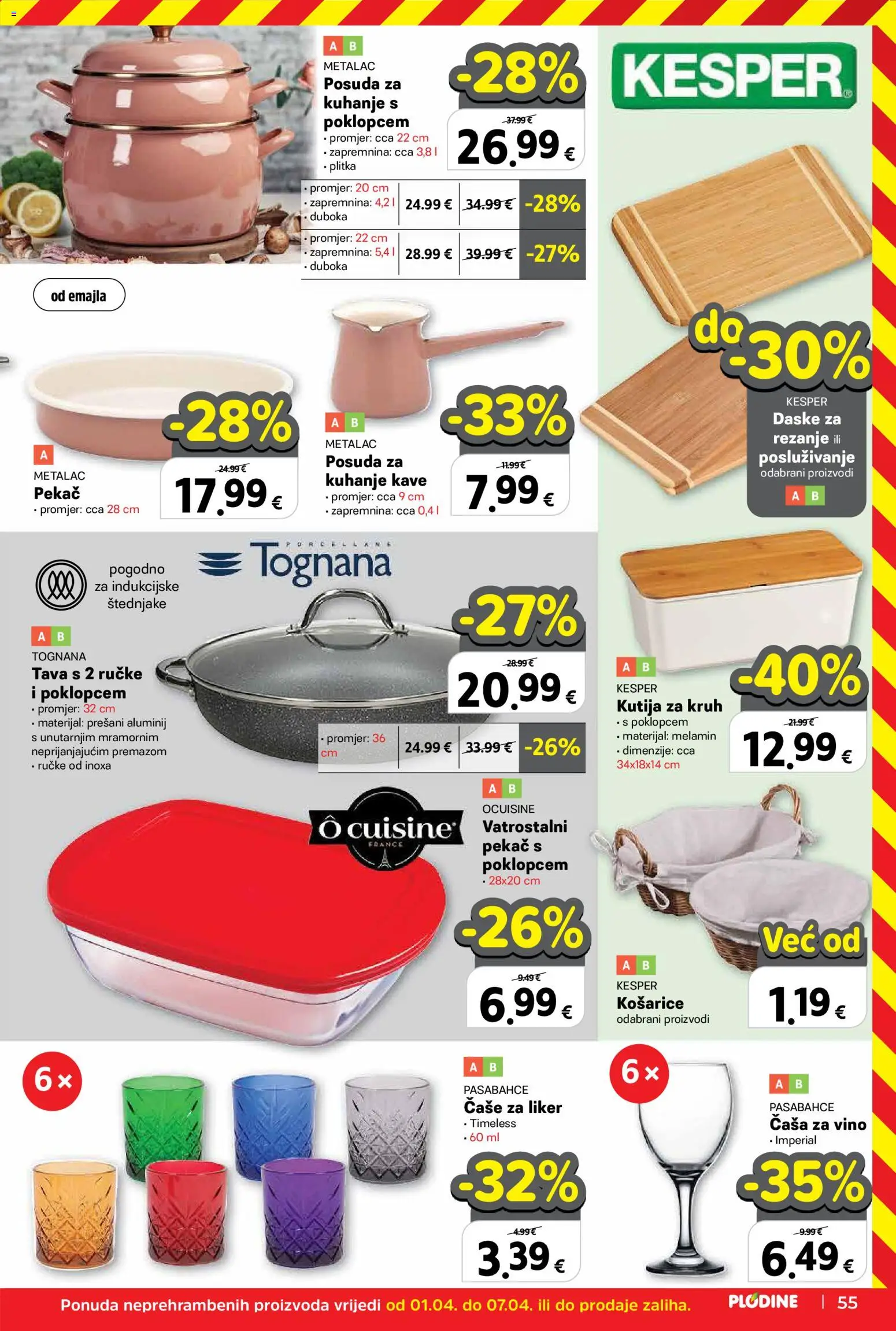 Plodine katalog | vrijedi od 01.04.2026 | Stranica: 63 | Proizvodi: Kutija, Vino, Liker, Tava