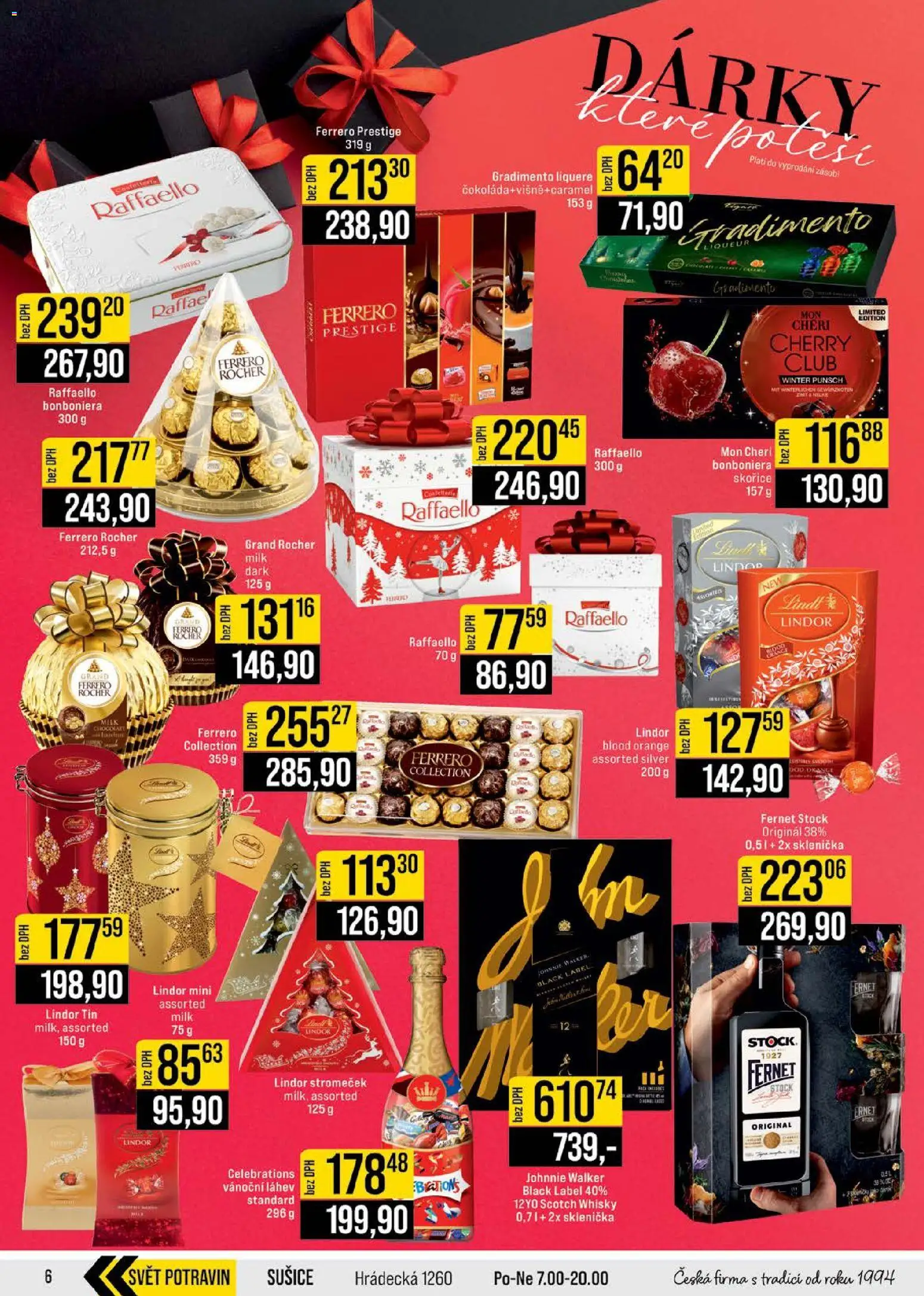 Jip leták - Cash & Carry od 10.12.2025 | Strana: 6 | Produkty: Ferrero Rocher, Mon Chéri, Bonboniéra, Láhev