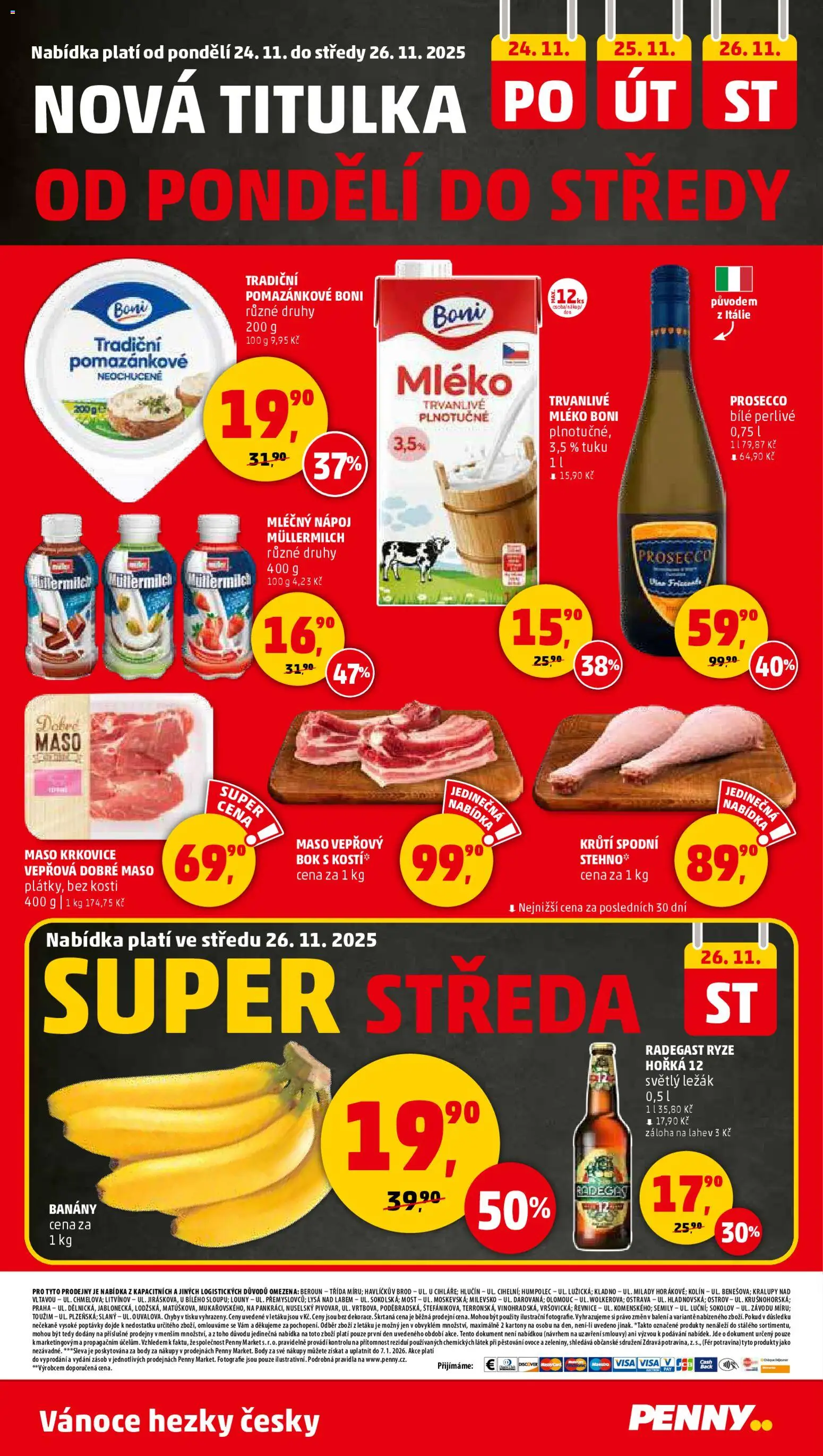 Penny Market leták - Čtvrtečník od 20.11.2025 | Strana: 28 | Produkty: Mošt, Banány, Rýže, Maso