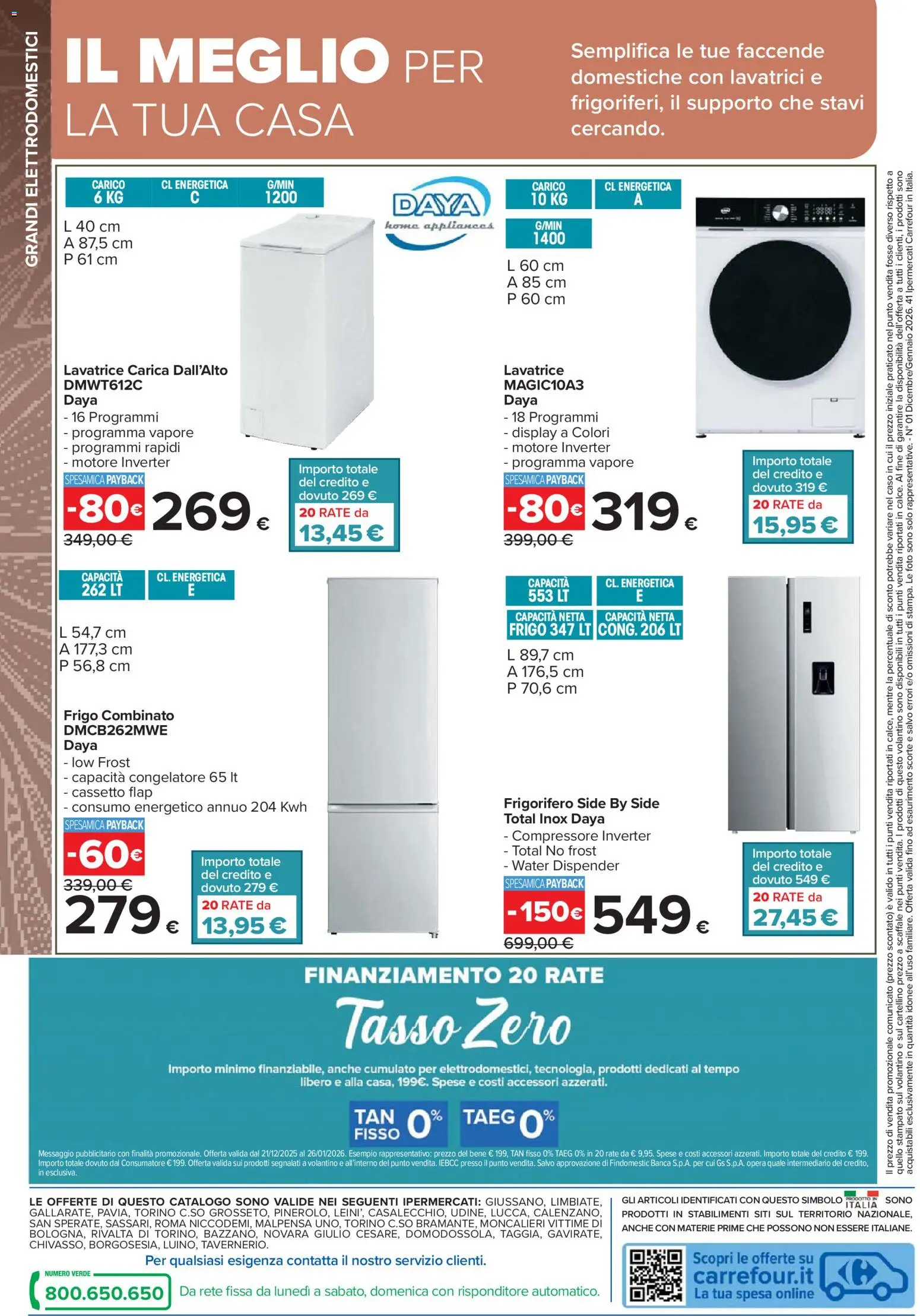 Volantino Carrefour del 27.12.2025 | Pagina: 14 | Prodotti: Compressore, Lavatrice, Scaffale, Frigorifero