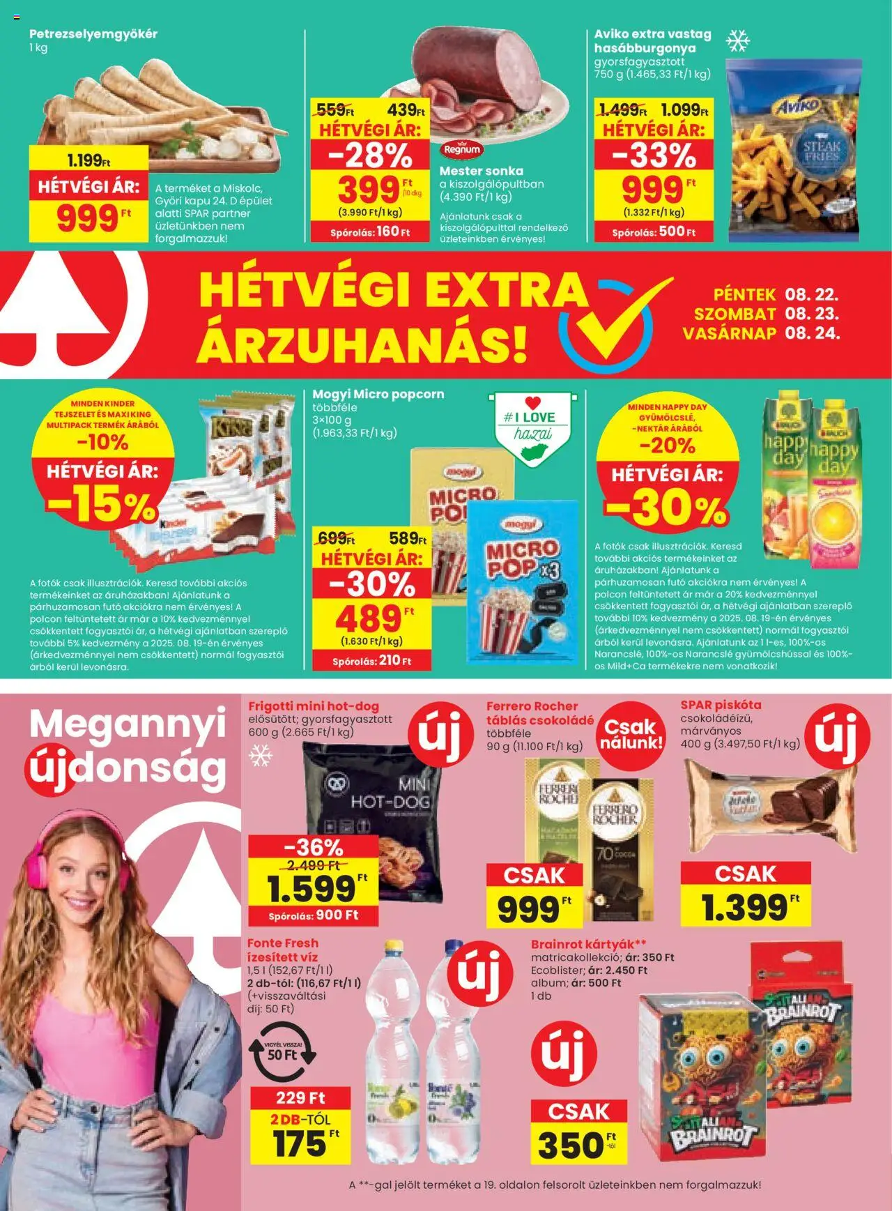 Spar akciós ujság - amely érvényes a következő dátumtól: 21.08.2025 | Oldal: 20 | Termékek: Piskóta, Ferrero rocher, Kapu, Tejszelet